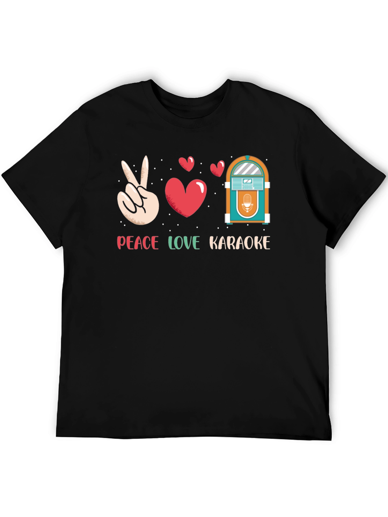 Peace Love Karaoke T-Shirt - Retro Jukebox Design