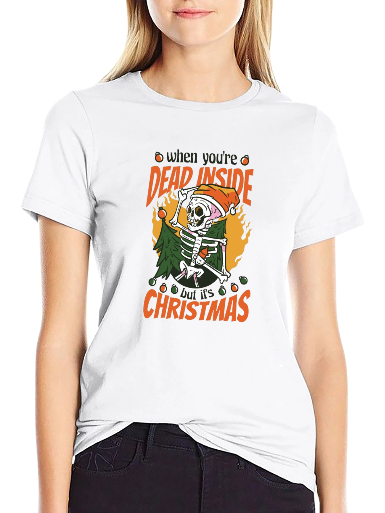 Dead Inside But Its Christmas Skeleton T-Shirt