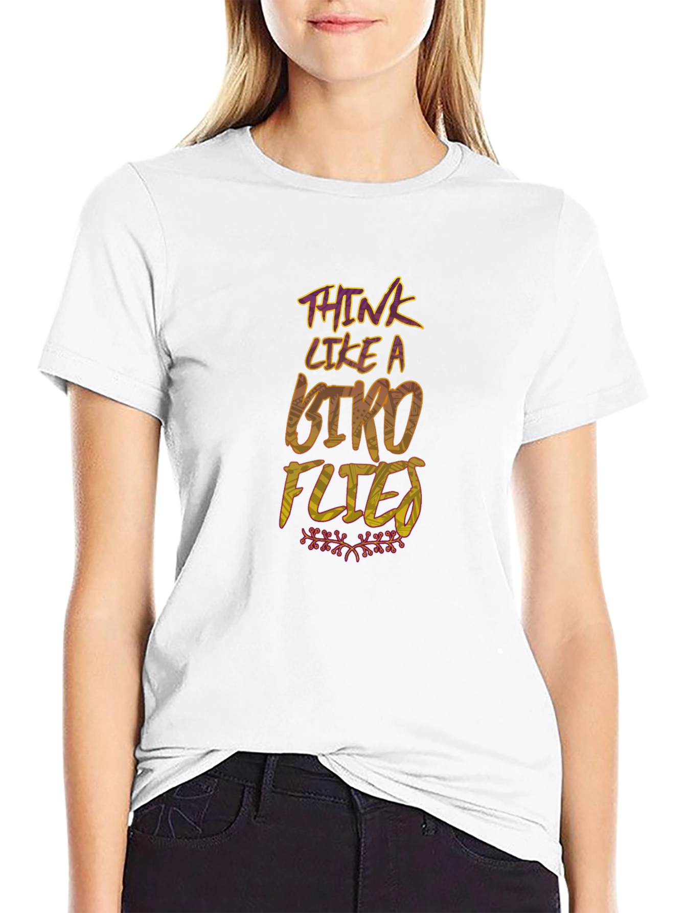 Think Like a Bird Flies Black Graphic T-Shirt