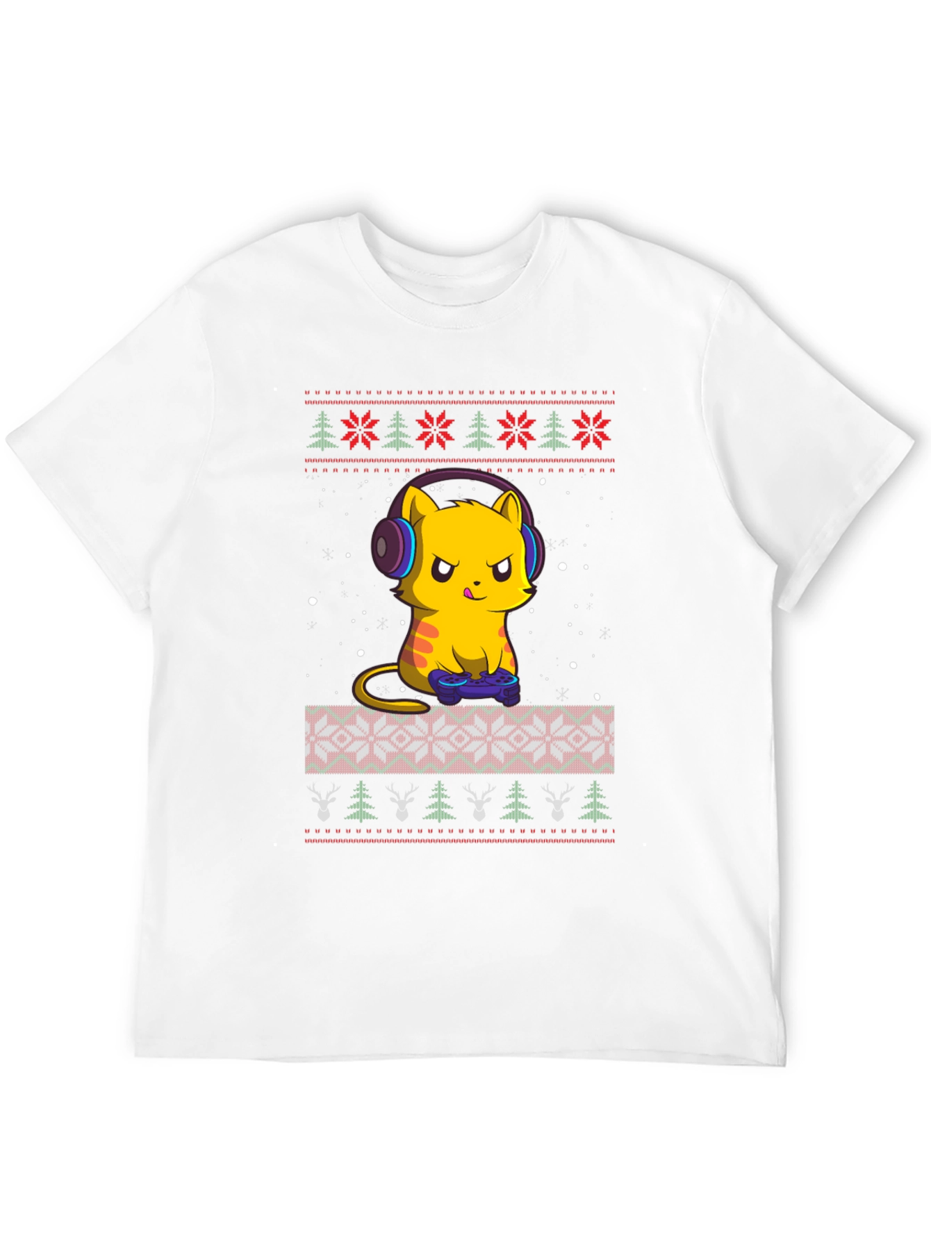Gamer Cat Christmas Ugly Sweater T-Shirt