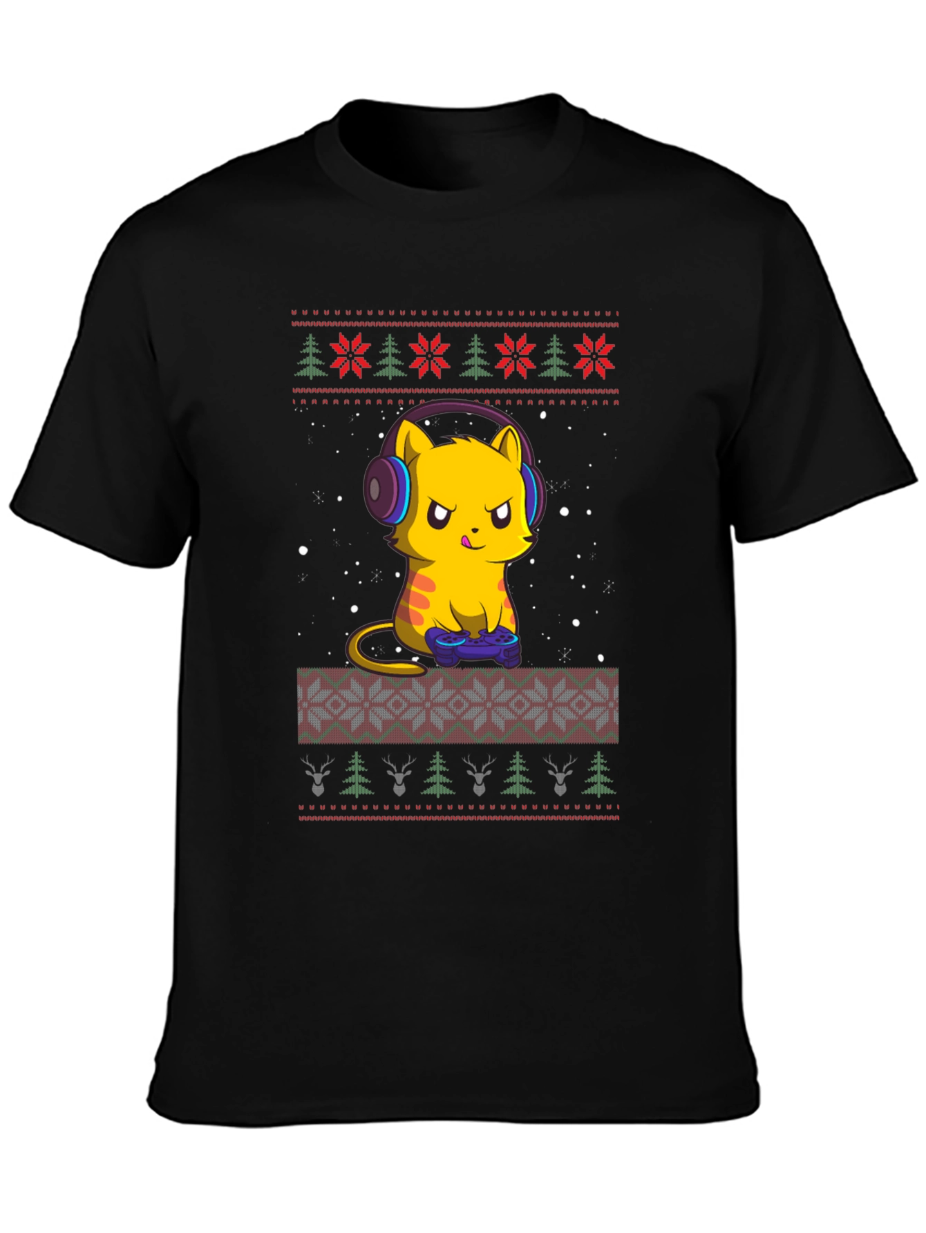 Gamer Cat Christmas Ugly Sweater T-Shirt