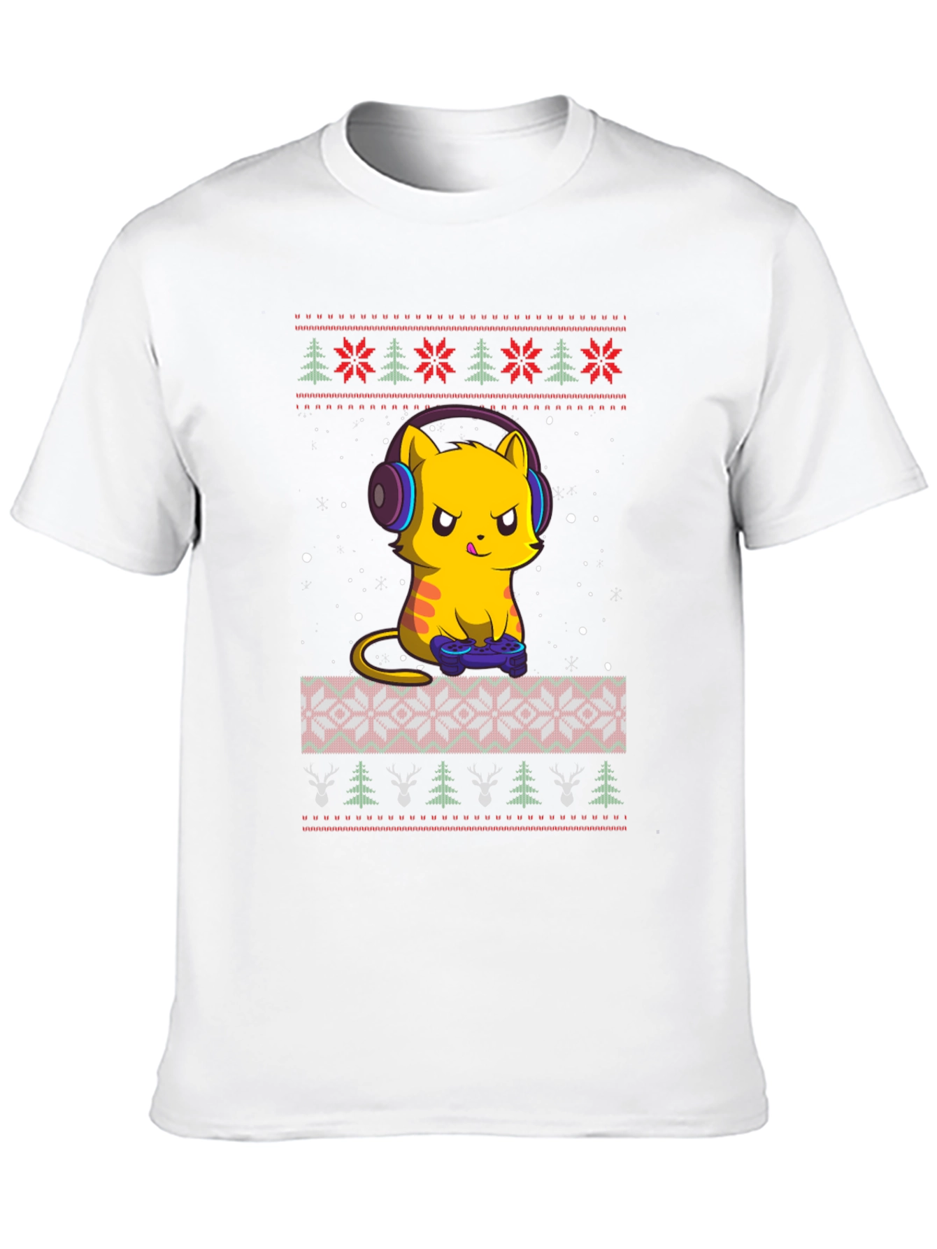 Gamer Cat Christmas Ugly Sweater T-Shirt
