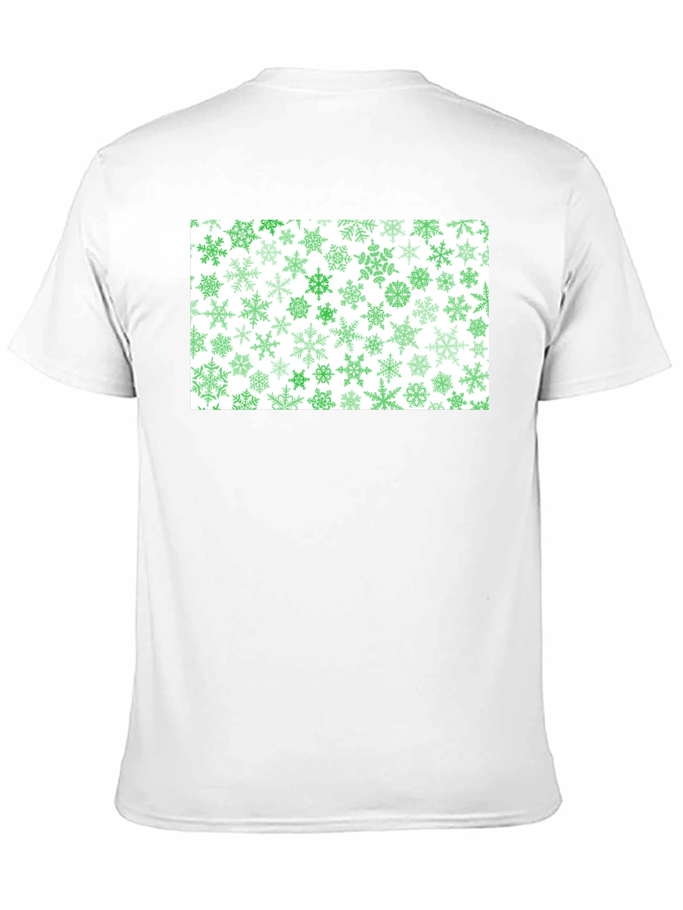 Green Snowflake Pattern Black Tee