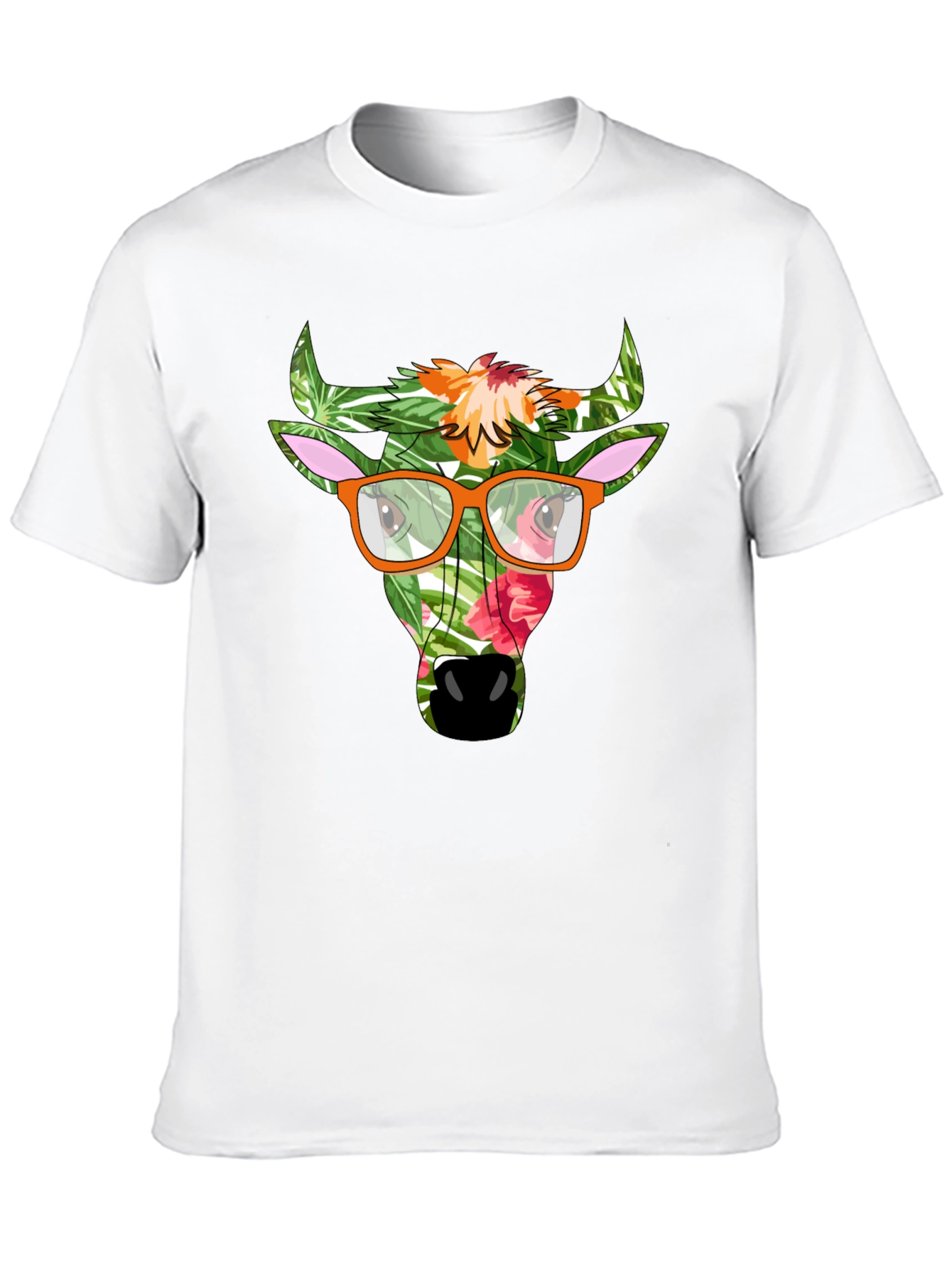 Tropical Bull Graphic Tee - Funky Mens Black T-Shirt