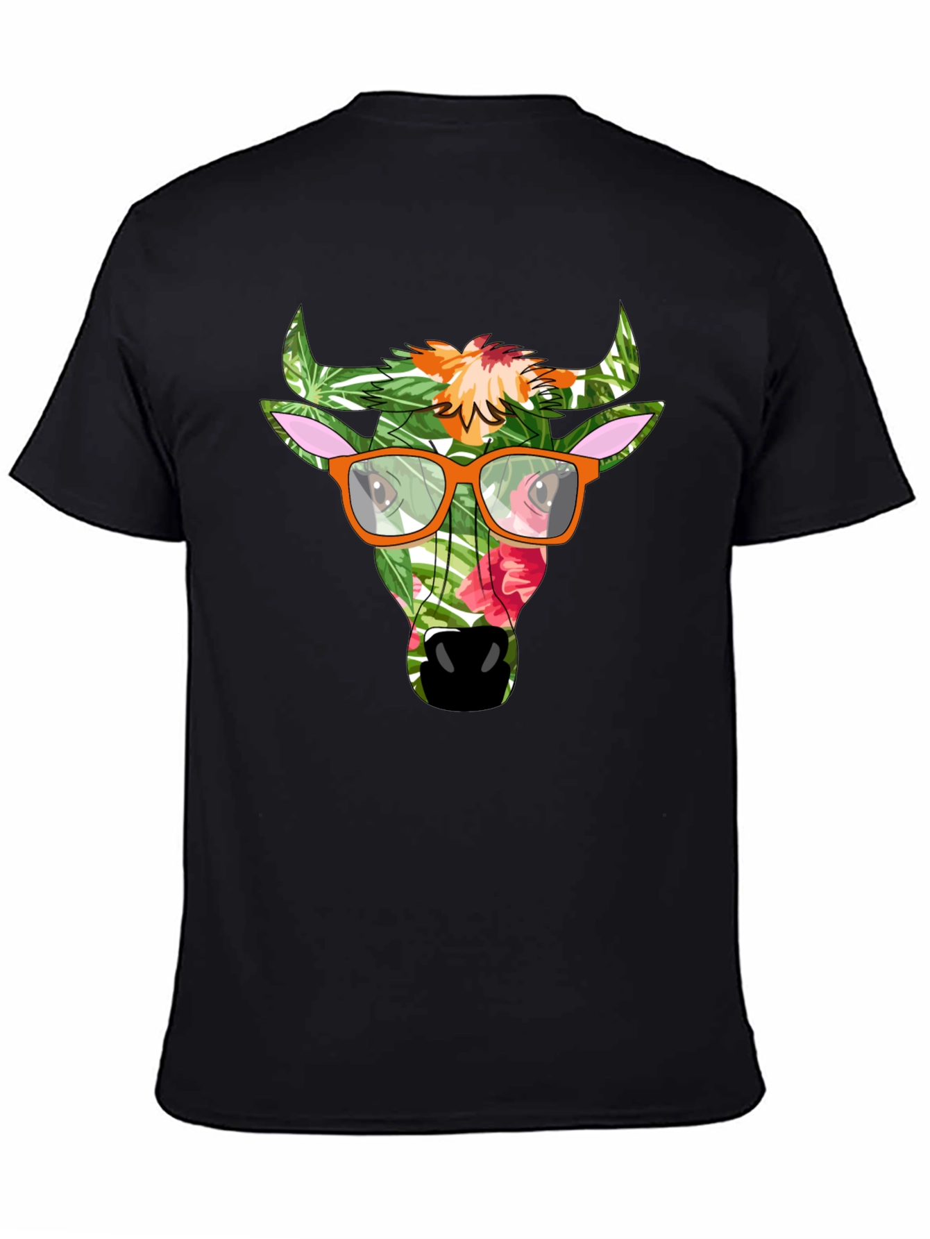 Tropical Bull Graphic Tee - Funky Mens Black T-Shirt