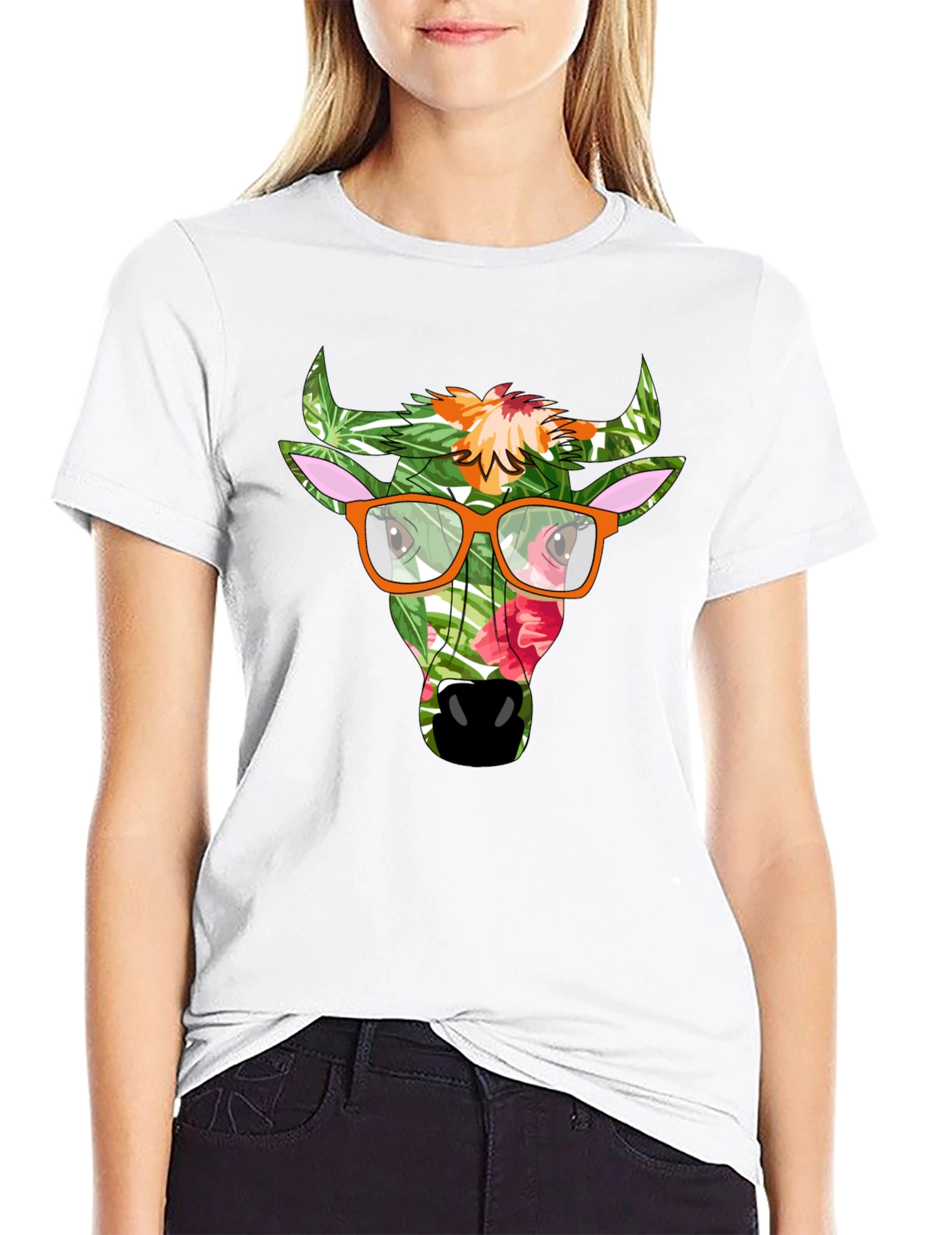 Tropical Bull Graphic Tee - Funky Mens Black T-Shirt