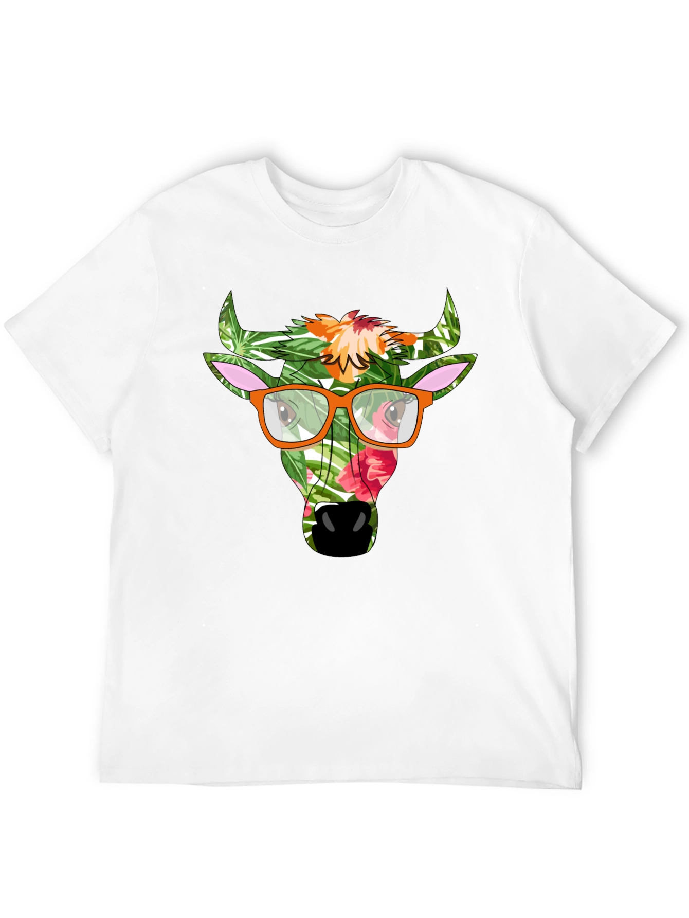 Tropical Bull Graphic Tee - Funky Mens Black T-Shirt
