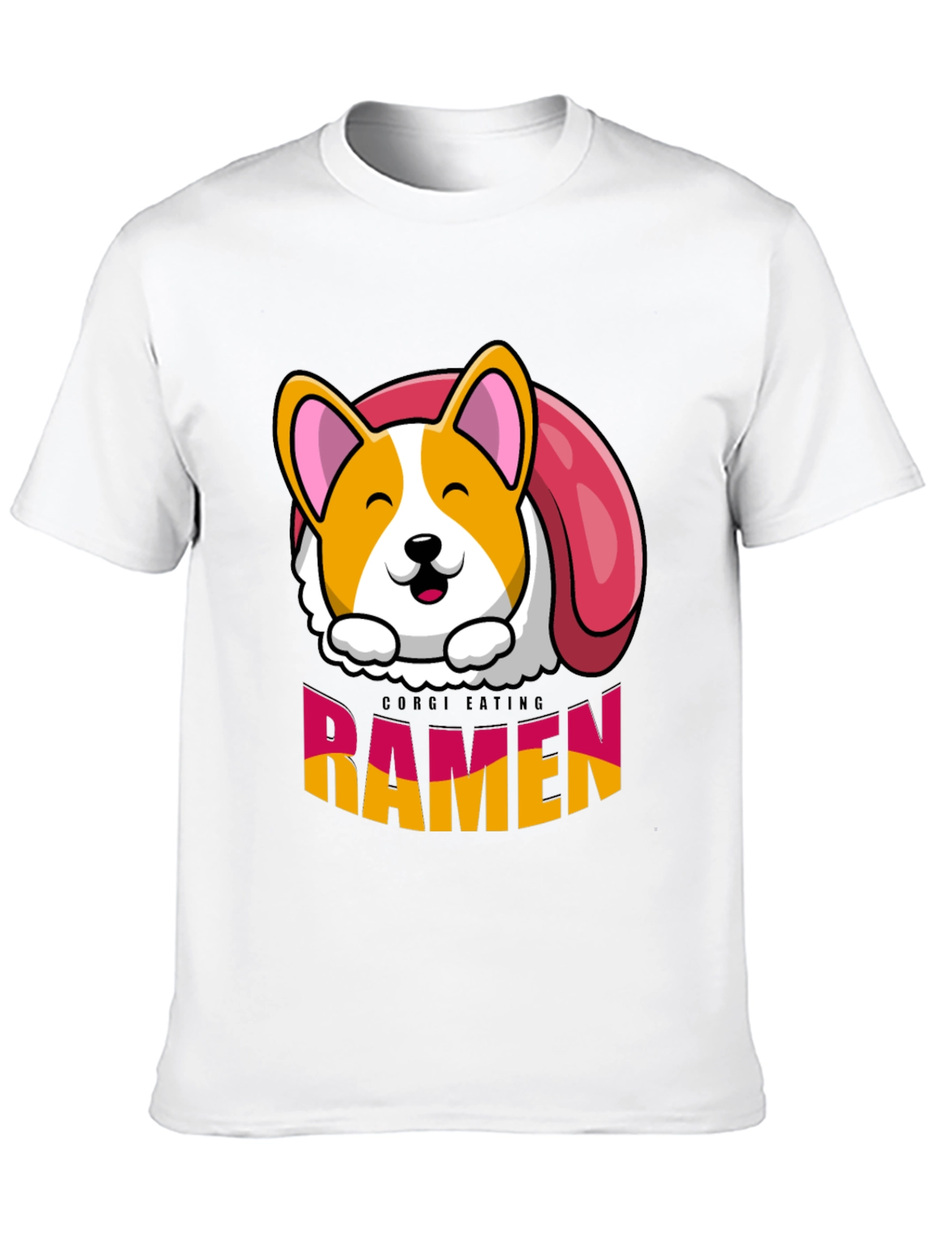 Corgi Eating Ramen Funny T-Shirt