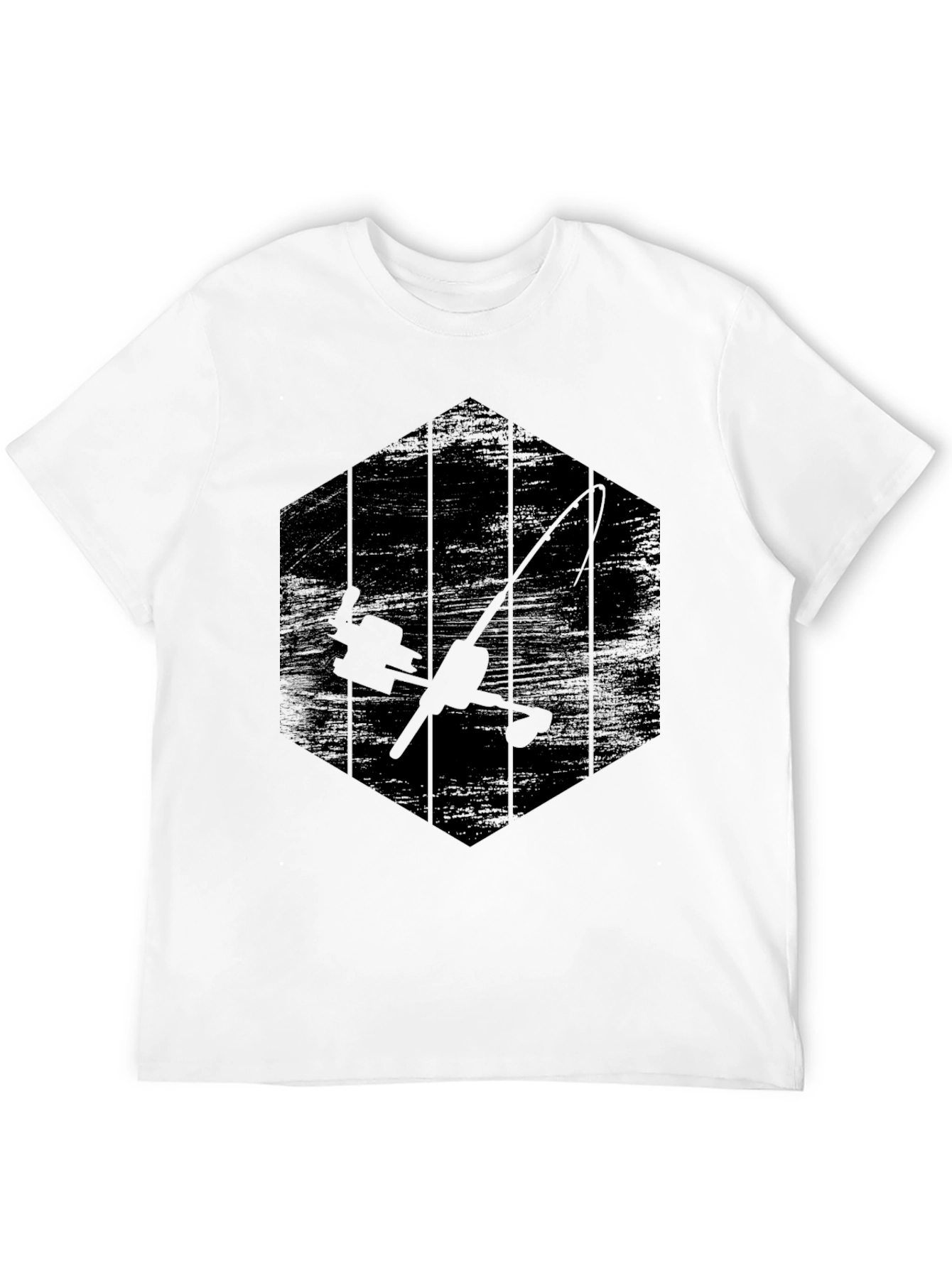 Fishing Rod Graphic Tee - Anglers Hexagon T-Shirt