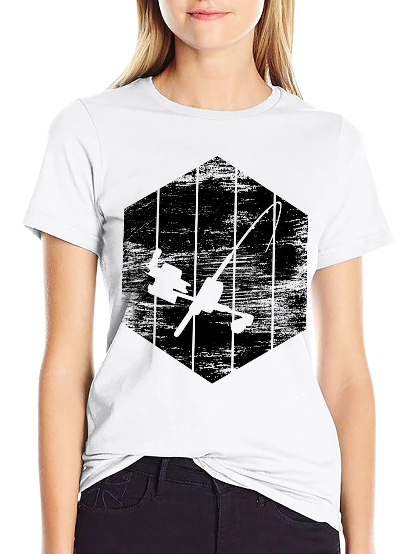 Fishing Rod Graphic Tee - Anglers Hexagon T-Shirt