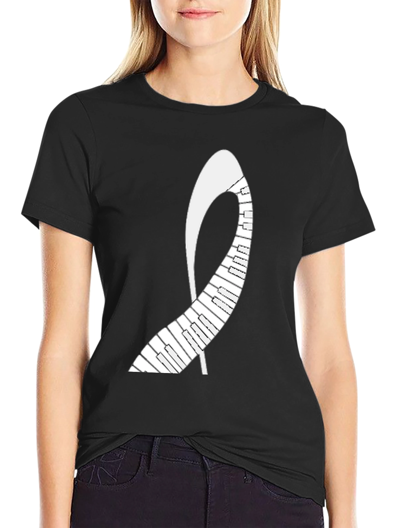 Piano Keys Abstract Graphic Tee - Black Unisex T-Shirt