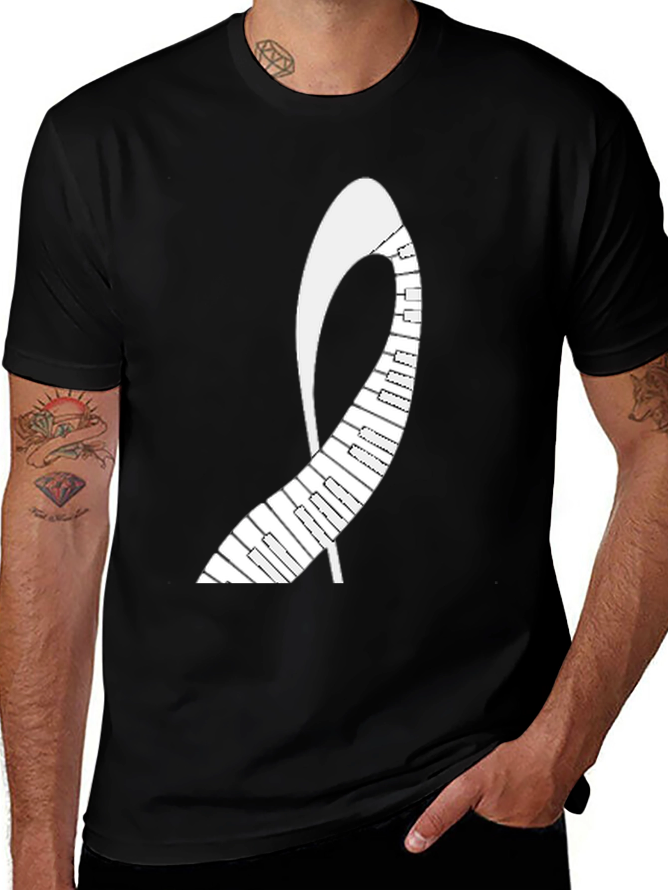 Piano Keys Abstract Graphic Tee - Black Unisex T-Shirt