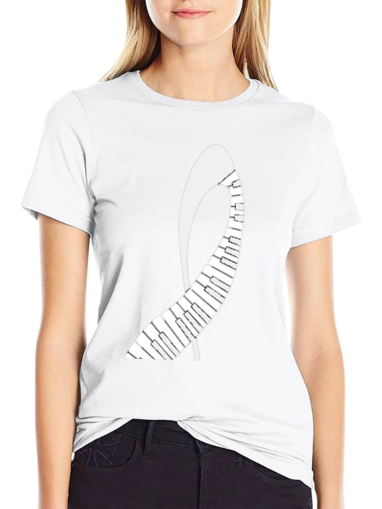 Piano Keys Abstract Graphic Tee - Black Unisex T-Shirt