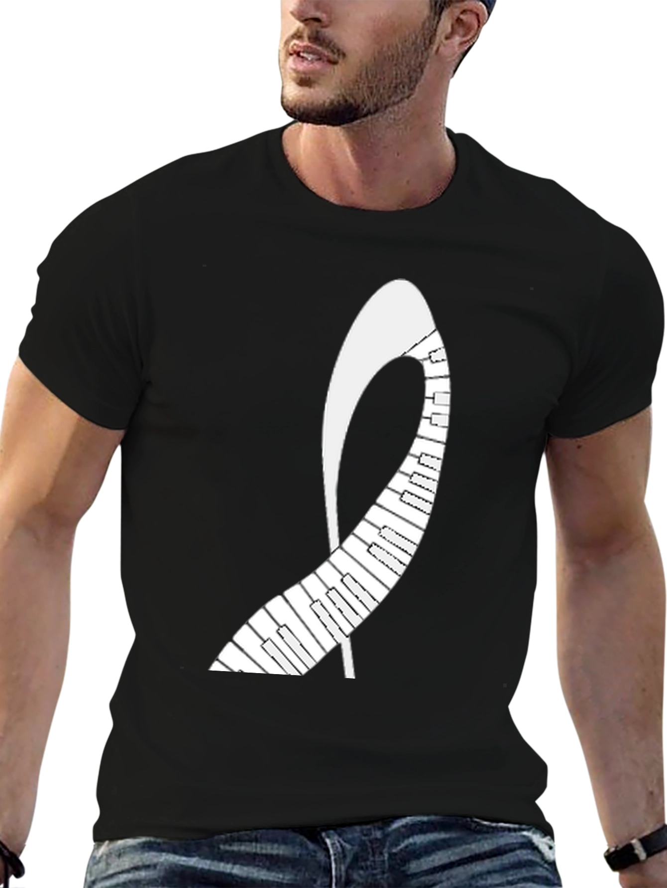 Piano Keys Abstract Graphic Tee - Black Unisex T-Shirt