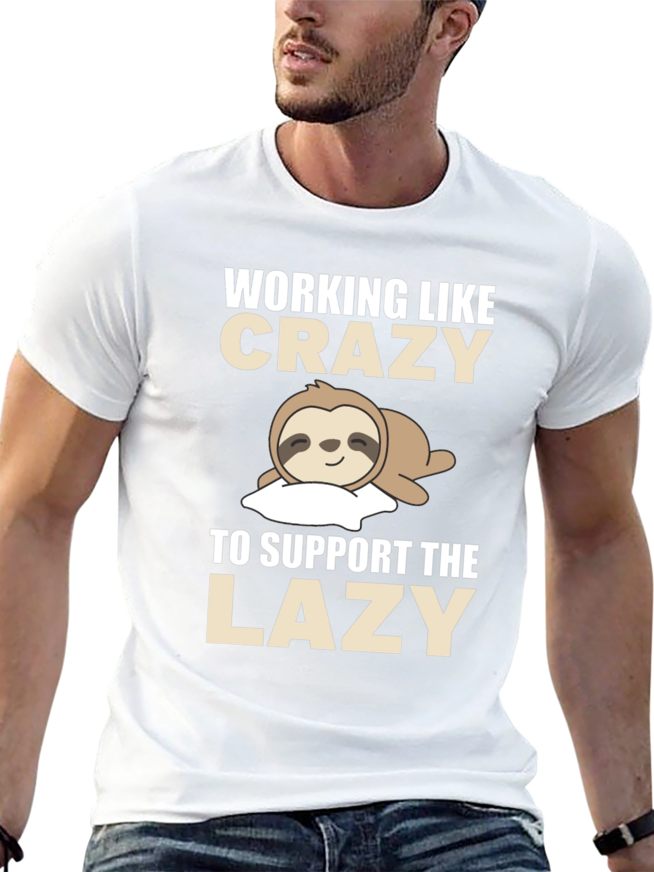 Funny Sloth T-Shirt - Working Like Crazy