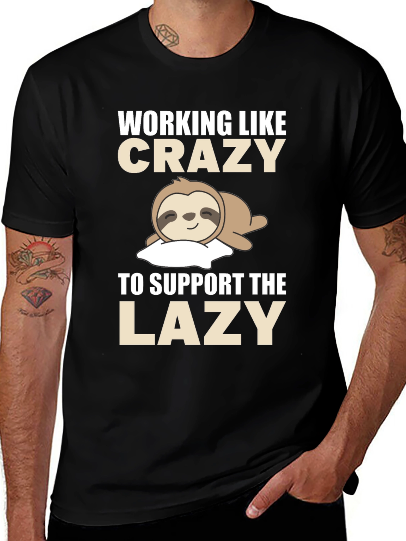 Funny Sloth T-Shirt - Working Like Crazy