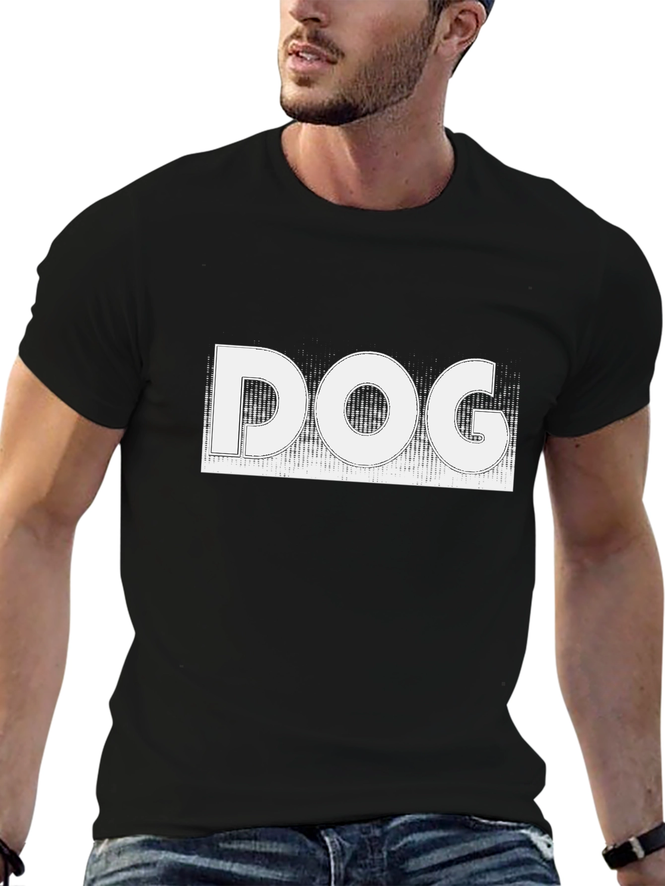 DOG Graphic Black T-Shirt Novelty Design