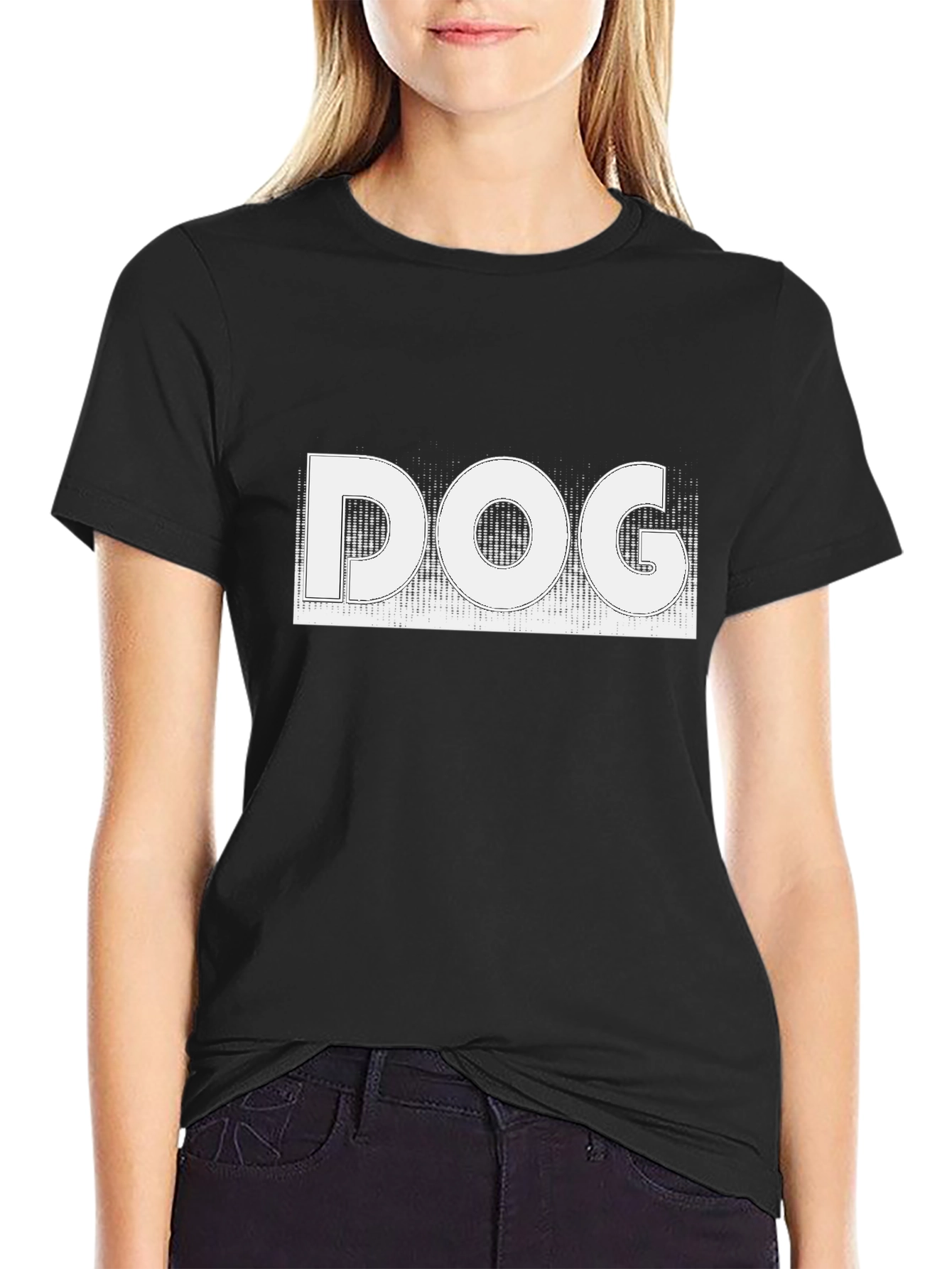 DOG Graphic Black T-Shirt Novelty Design
