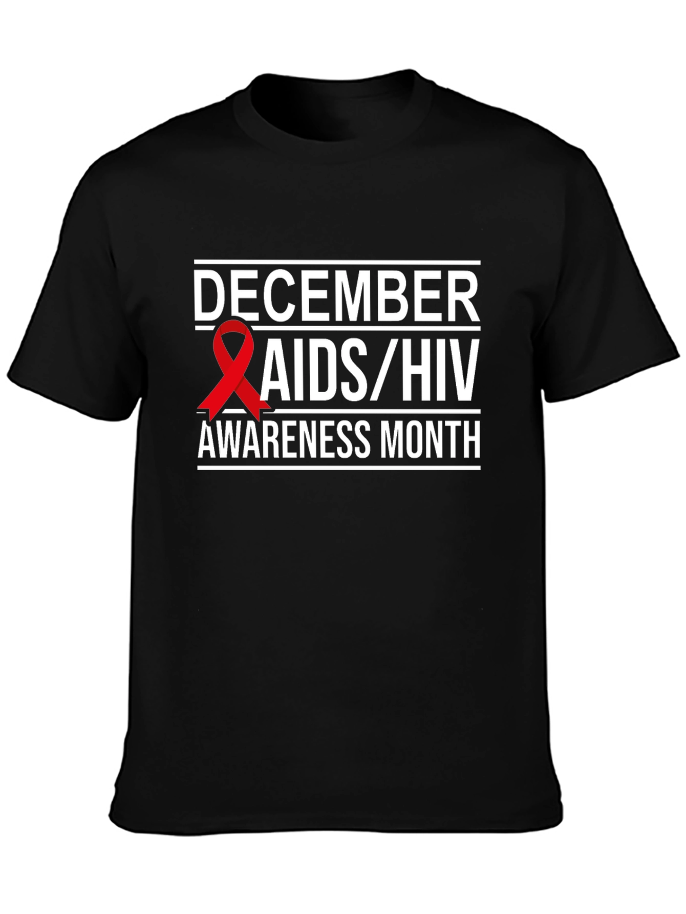 December AIDS/HIV Awareness Month Black T-Shirt