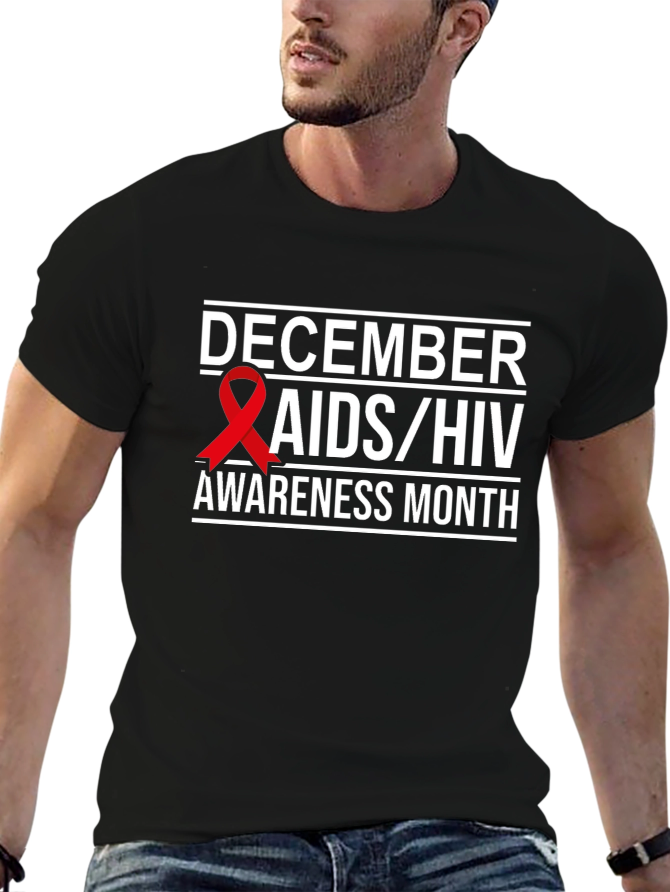December AIDS/HIV Awareness Month Black T-Shirt