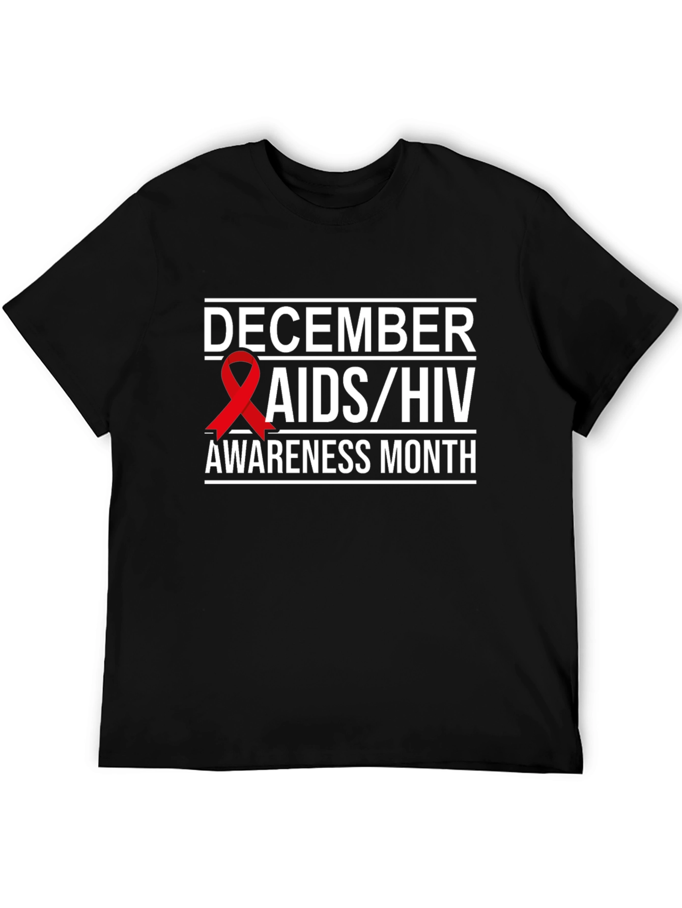 December AIDS/HIV Awareness Month Black T-Shirt