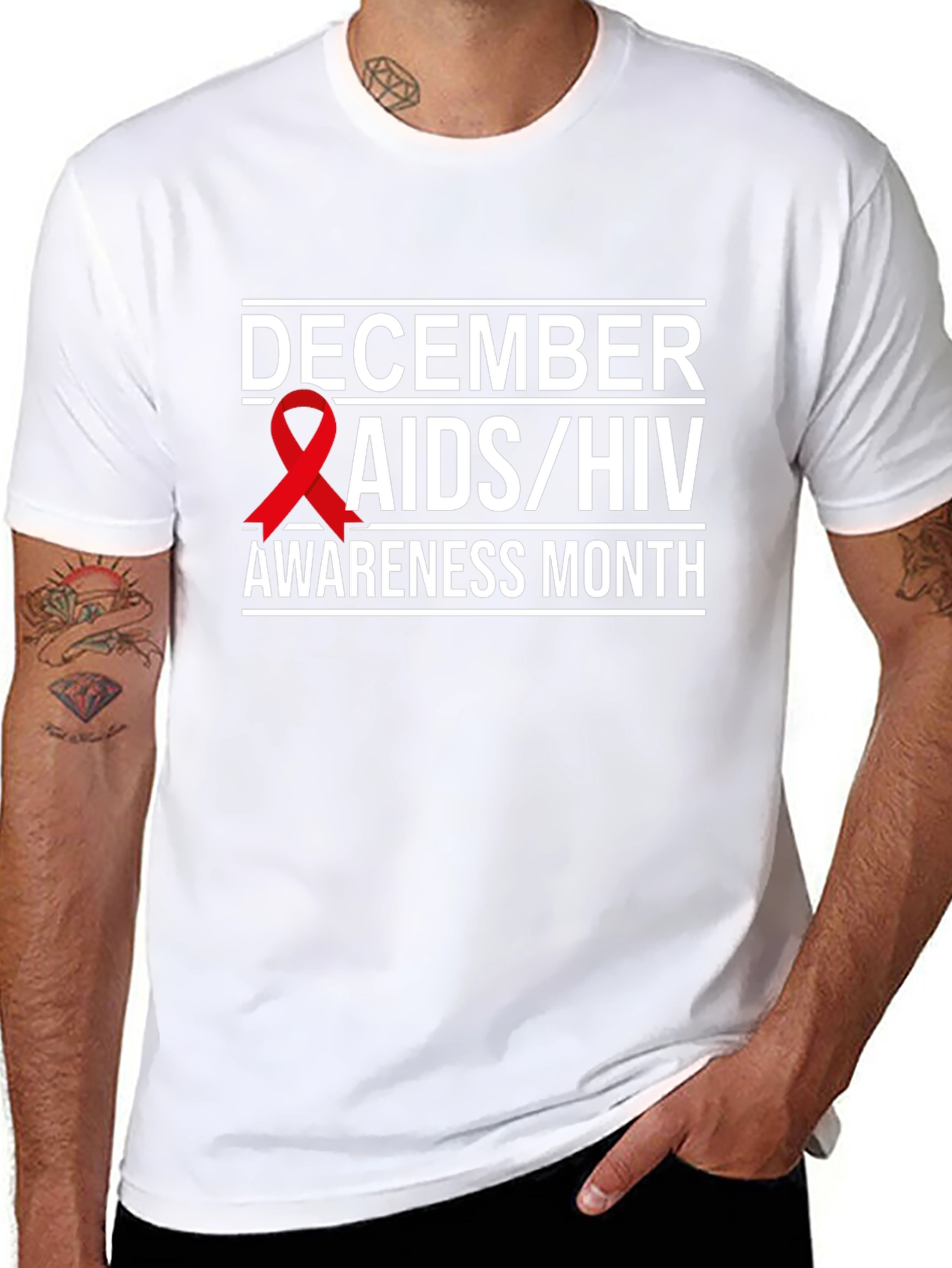 December AIDS/HIV Awareness Month Black T-Shirt