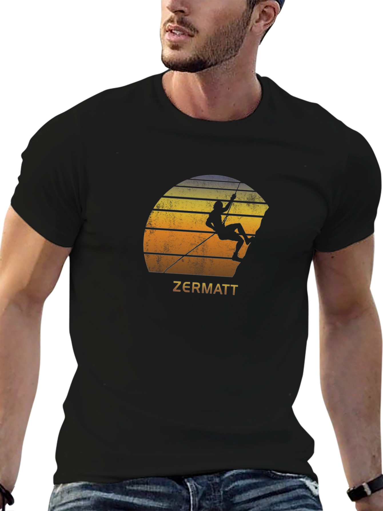 Zermatt Climbing T-Shirt - Retro Sunset Design