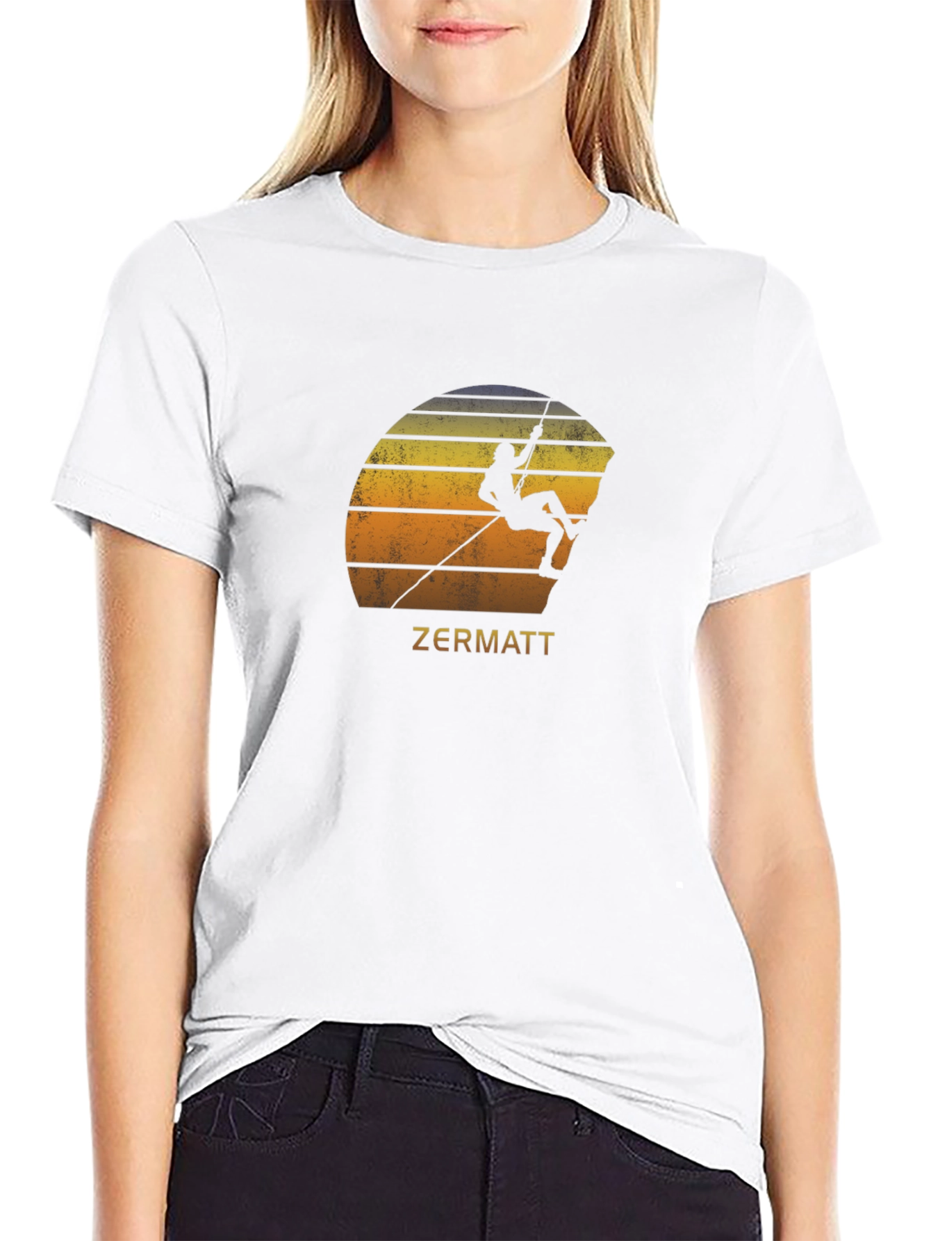 Zermatt Climbing T-Shirt - Retro Sunset Design