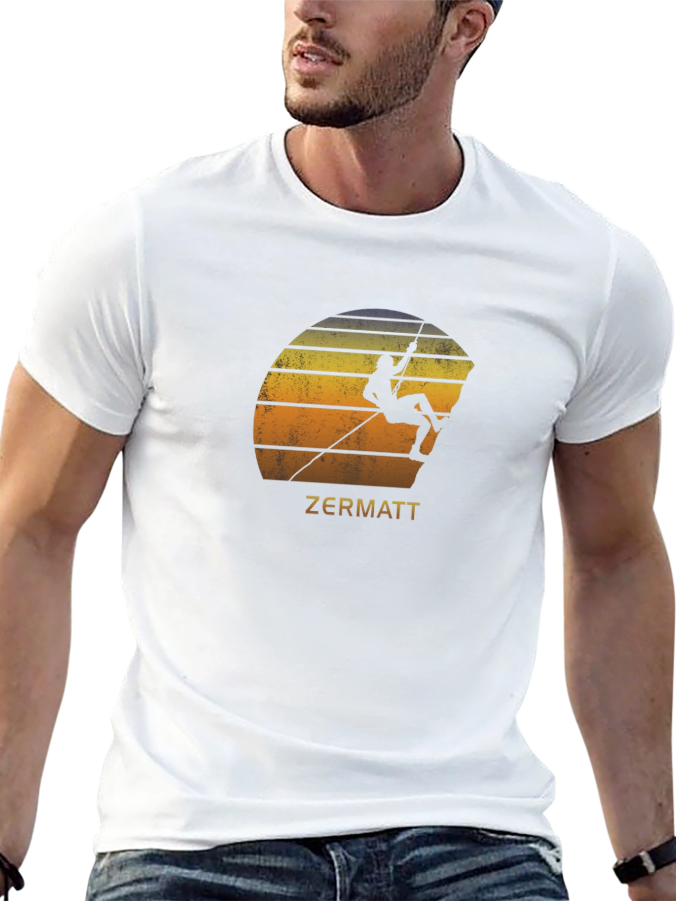 Zermatt Climbing T-Shirt - Retro Sunset Design