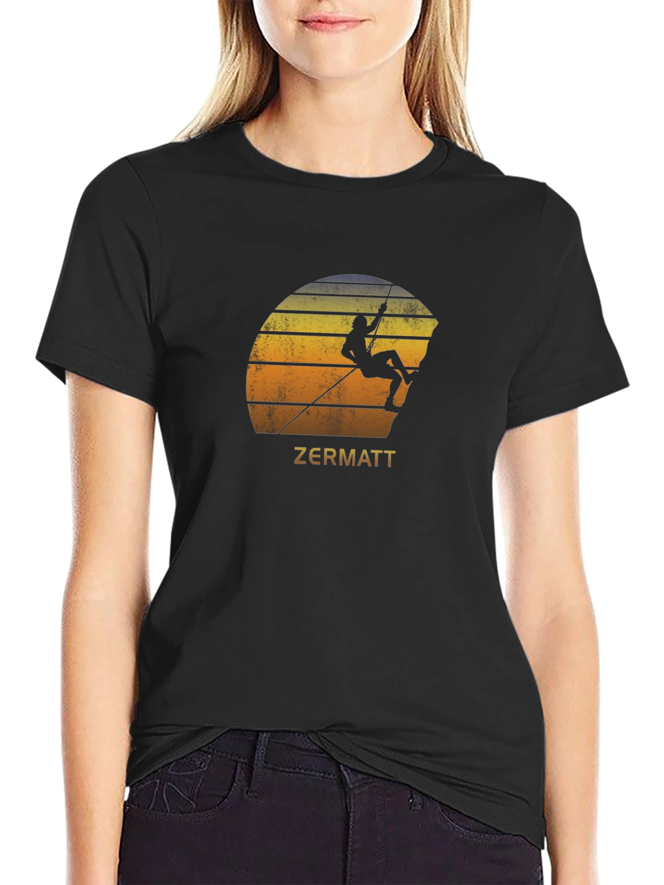 Zermatt Climbing T-Shirt - Retro Sunset Design