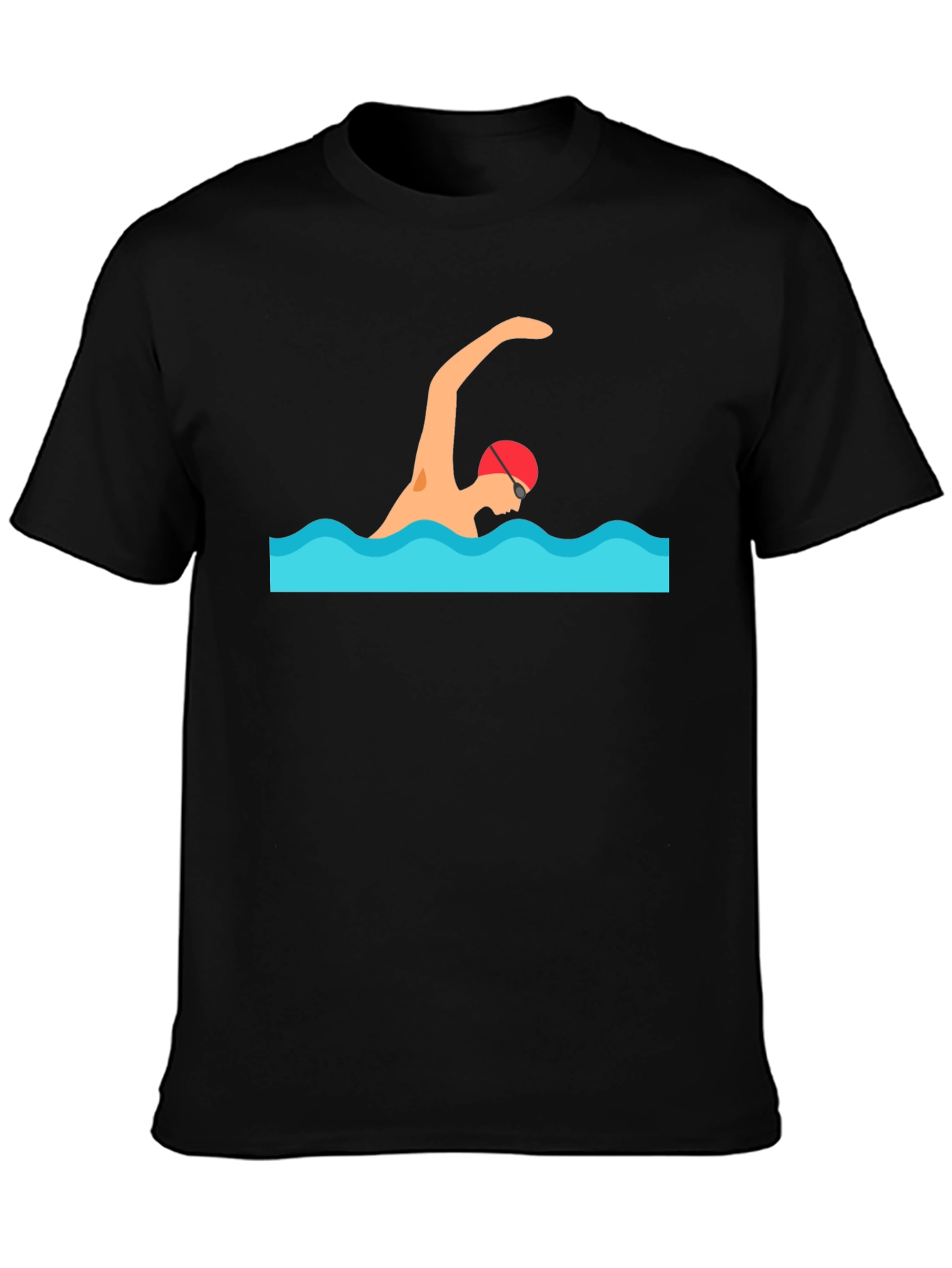 Swimmer Graphic Tee - Black Cotton T-Shirt