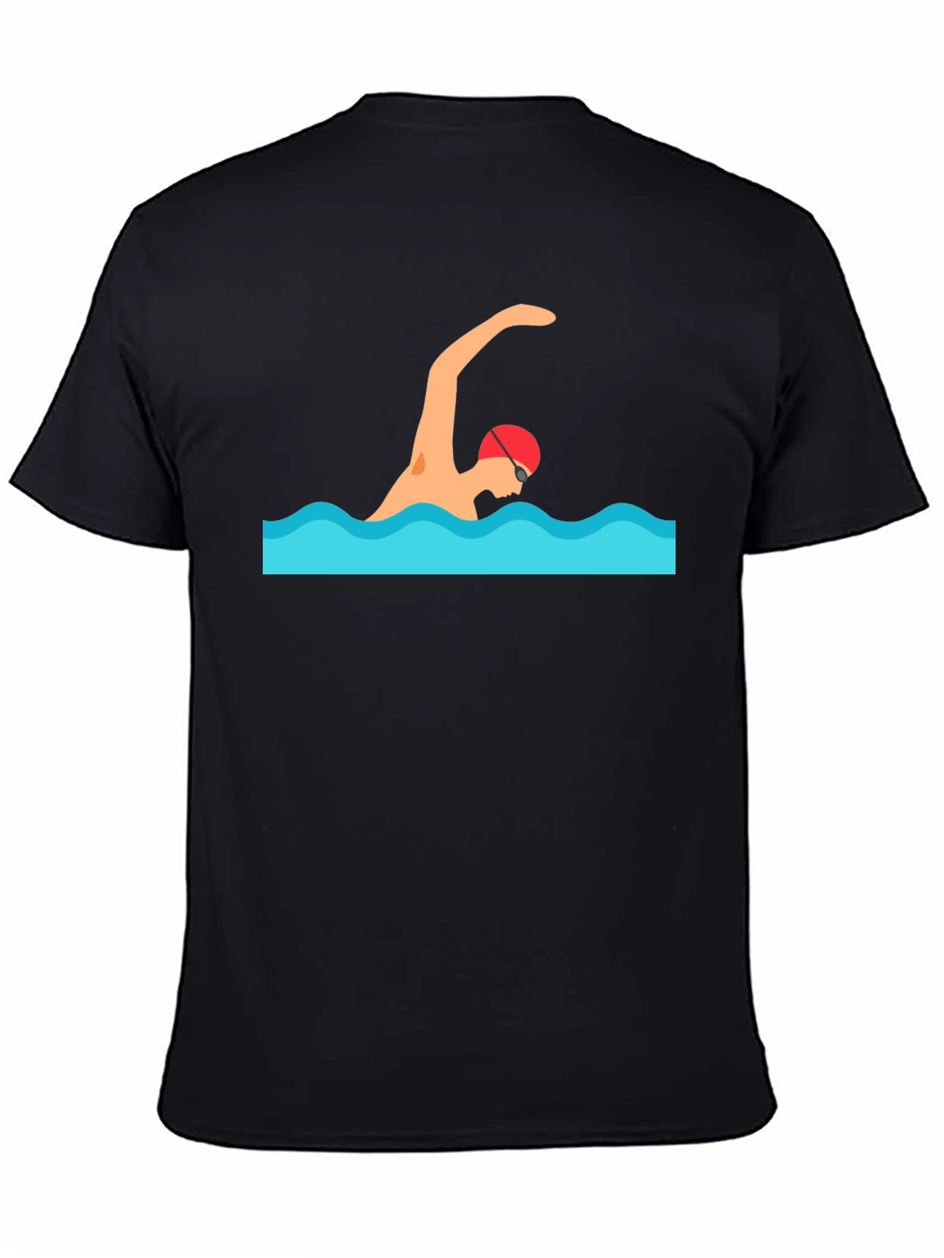 Swimmer Graphic Tee - Black Cotton T-Shirt