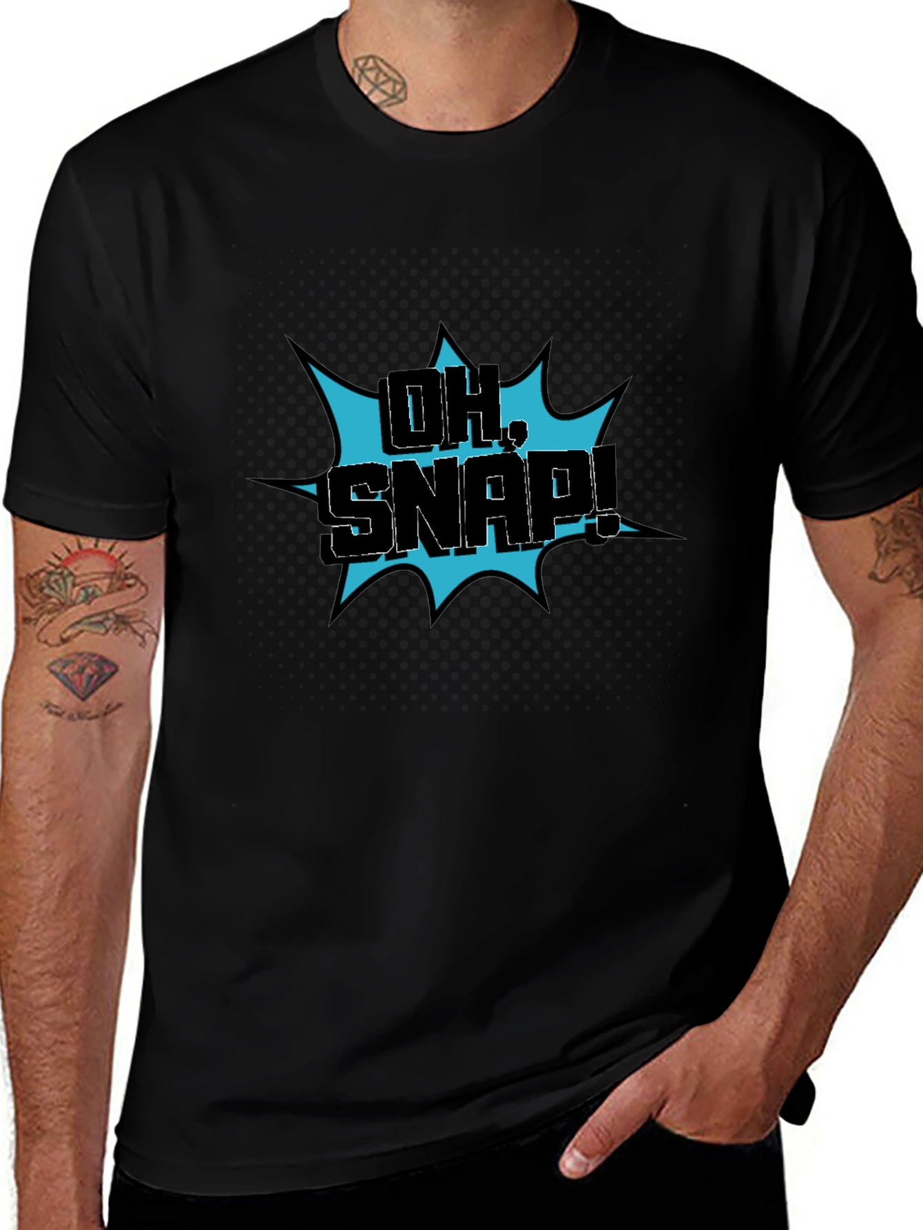 Oh Snap! Graphic Print Black T-Shirt