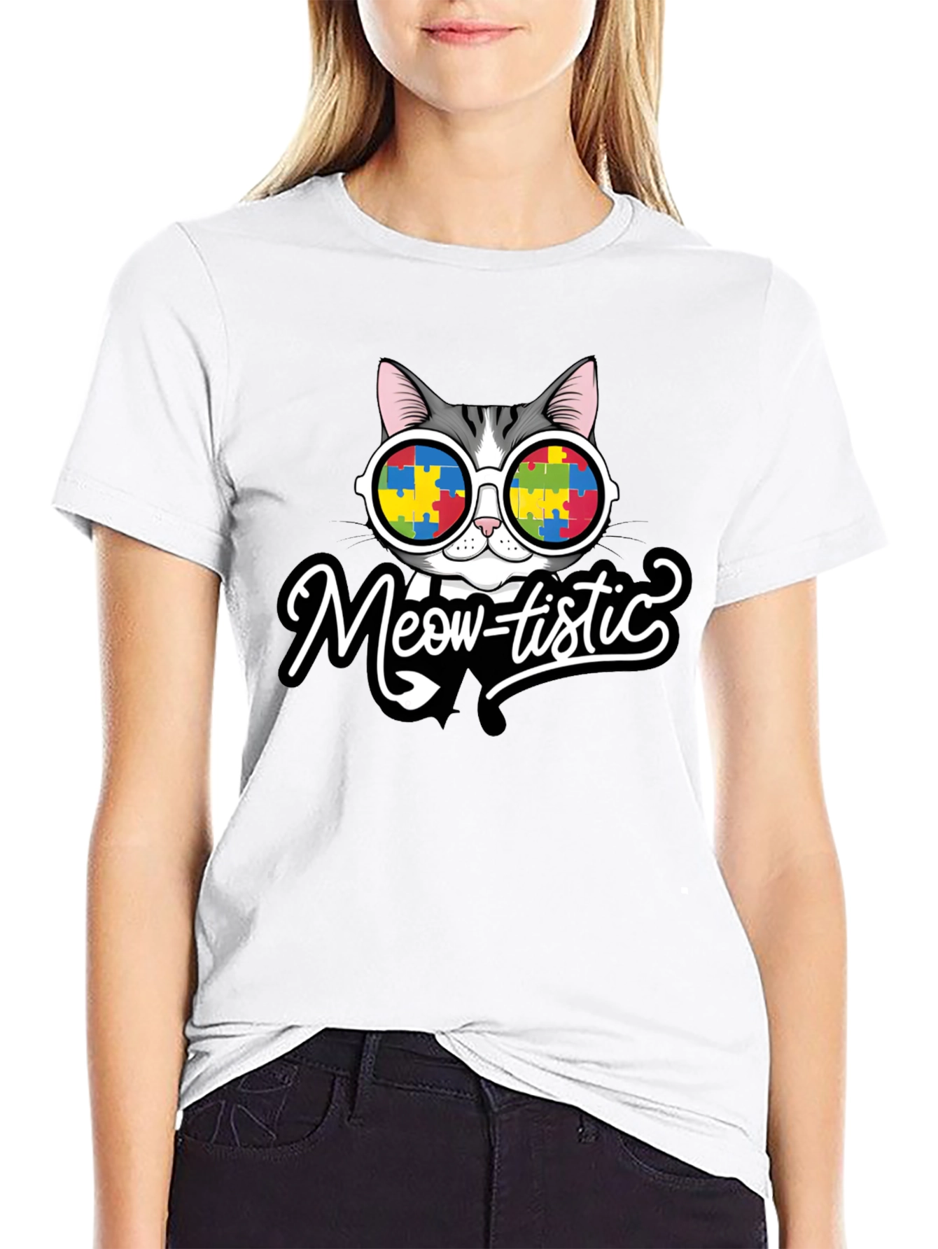 Meow-tistic Cat Autism Awareness T-Shirt