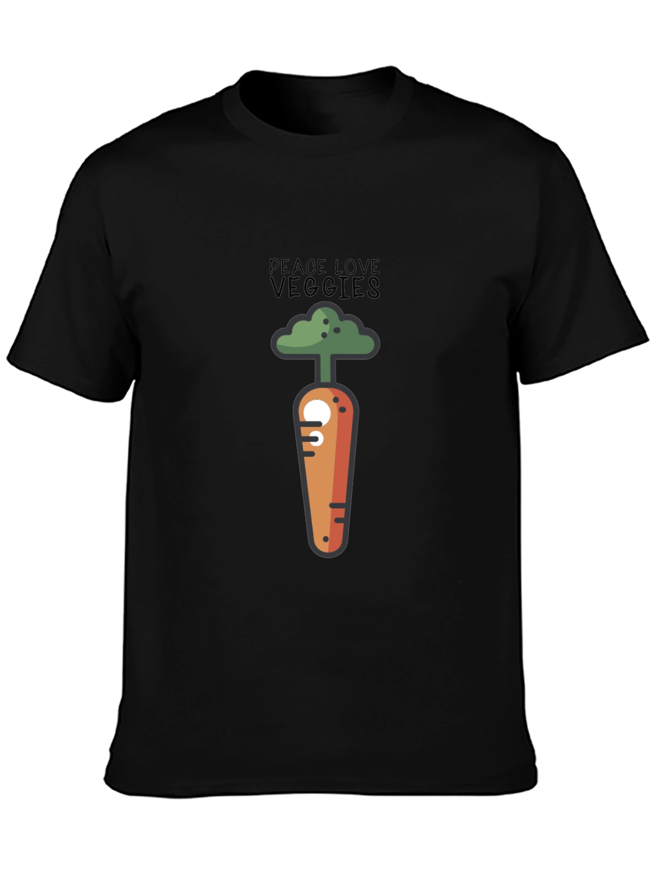 Peace Love Veggies Graphic T-Shirt - Black