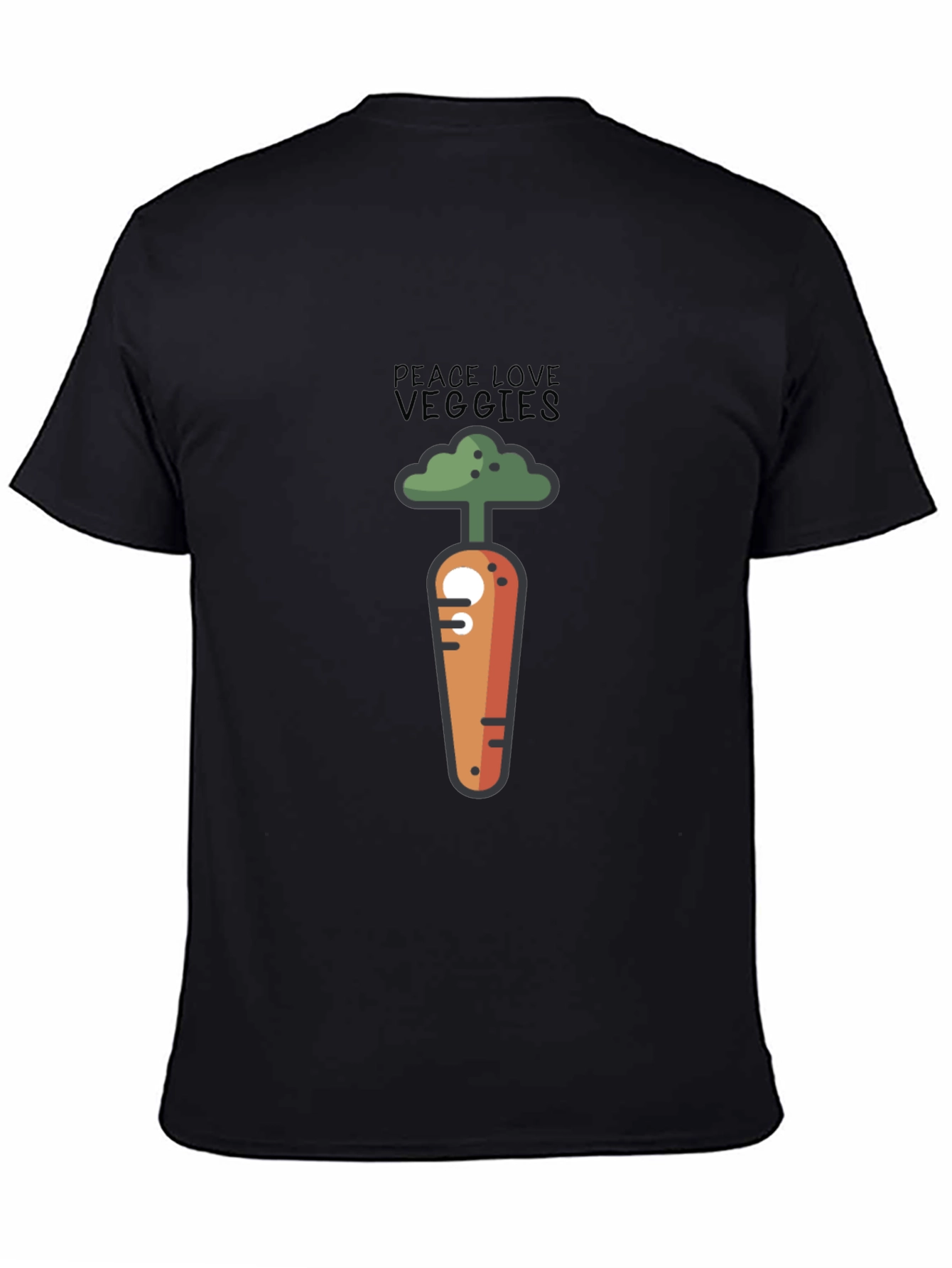 Peace Love Veggies Graphic T-Shirt - Black