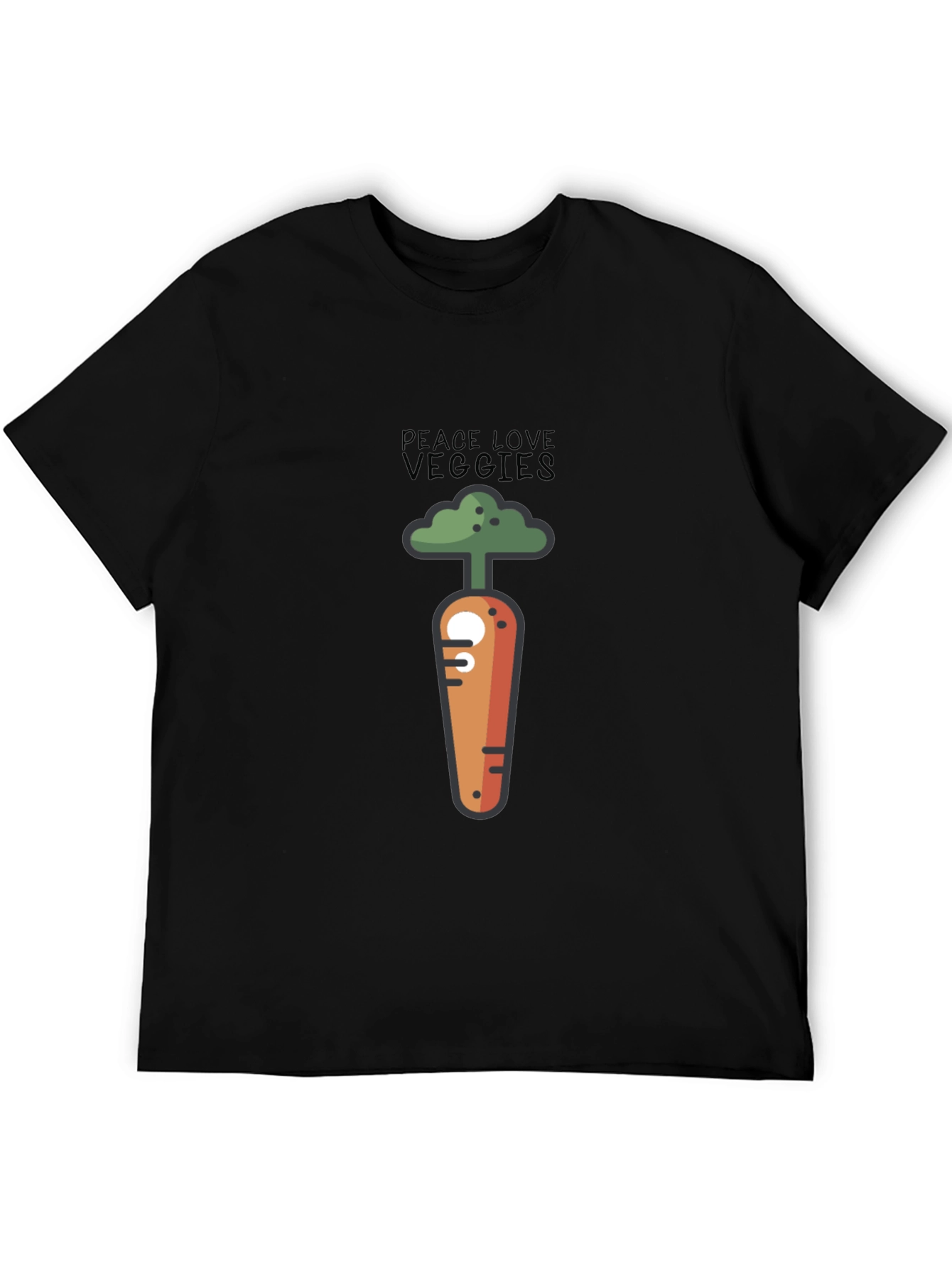 Peace Love Veggies Graphic T-Shirt - Black