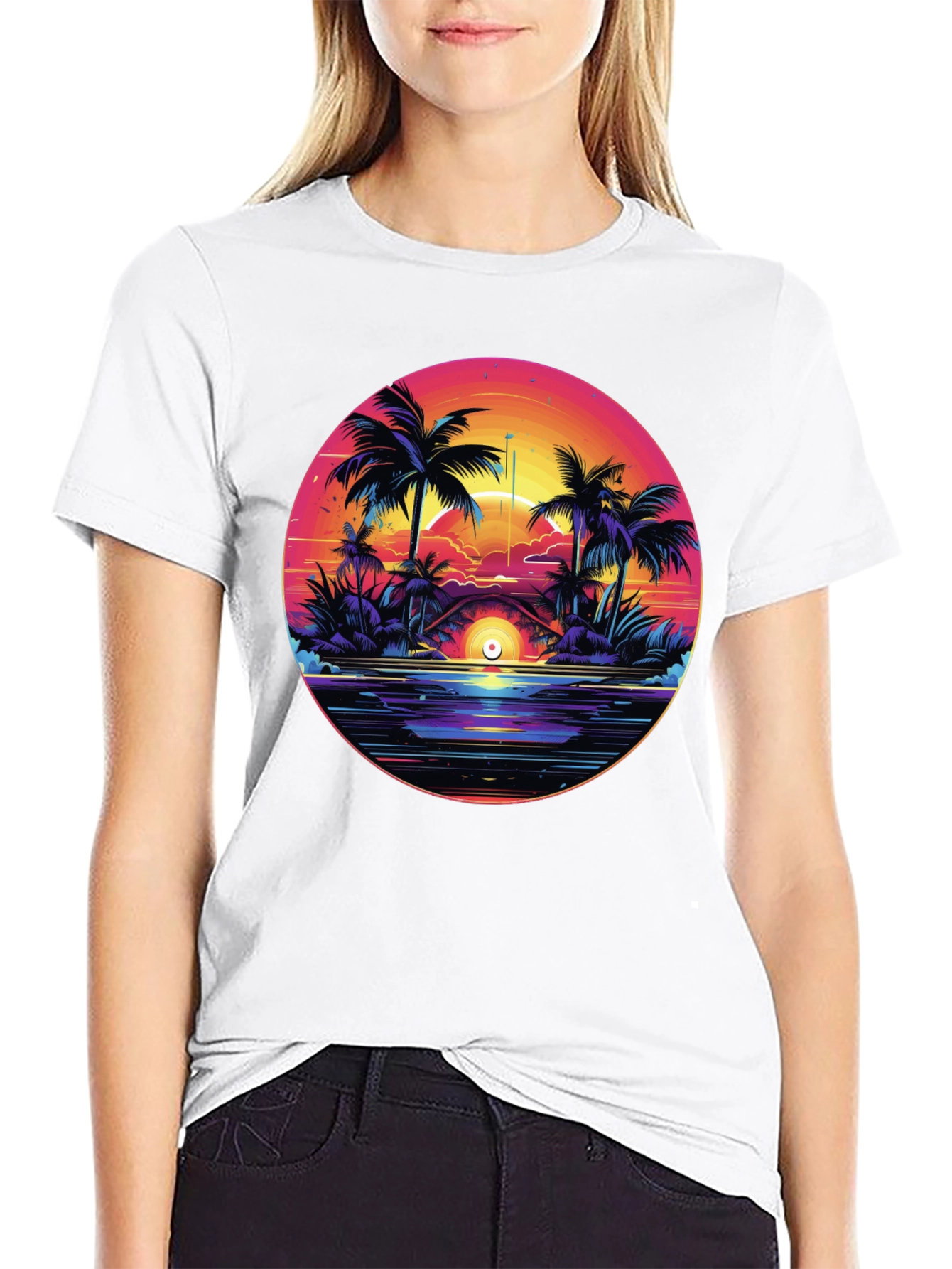 Sunset Palm T-Shirt - Tropical Vibes