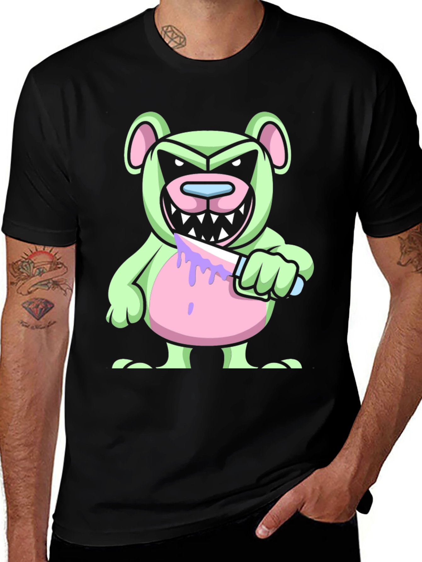 Psycho Bear T-Shirt - Edgy Cartoon Graphic Tee