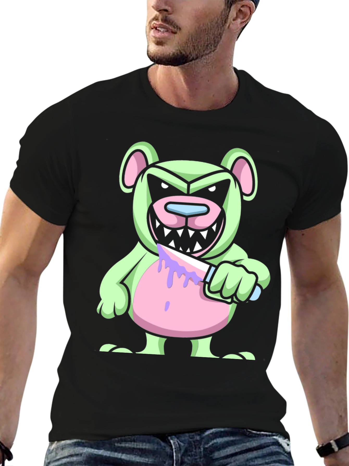 Psycho Bear T-Shirt - Edgy Cartoon Graphic Tee