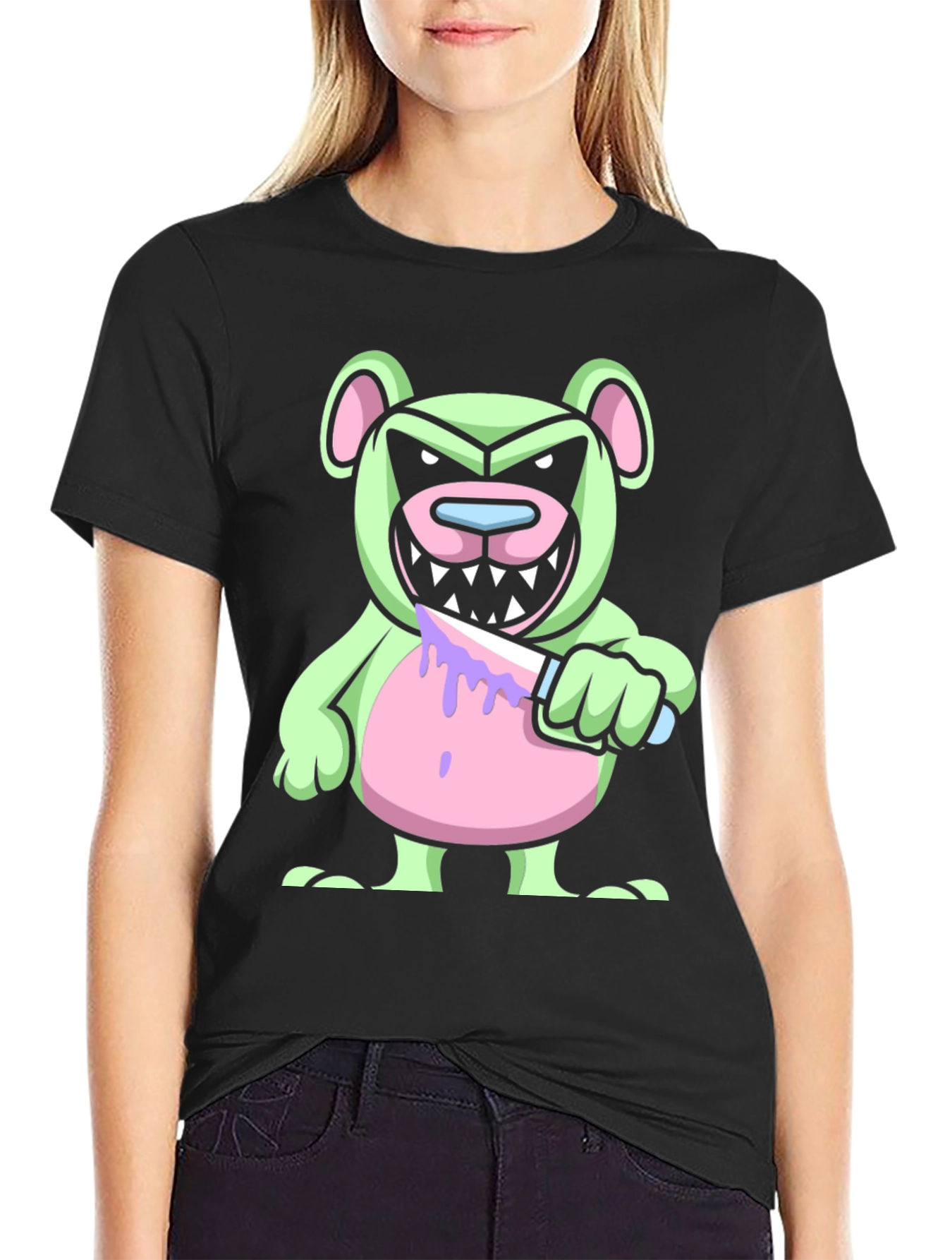 Psycho Bear T-Shirt - Edgy Cartoon Graphic Tee