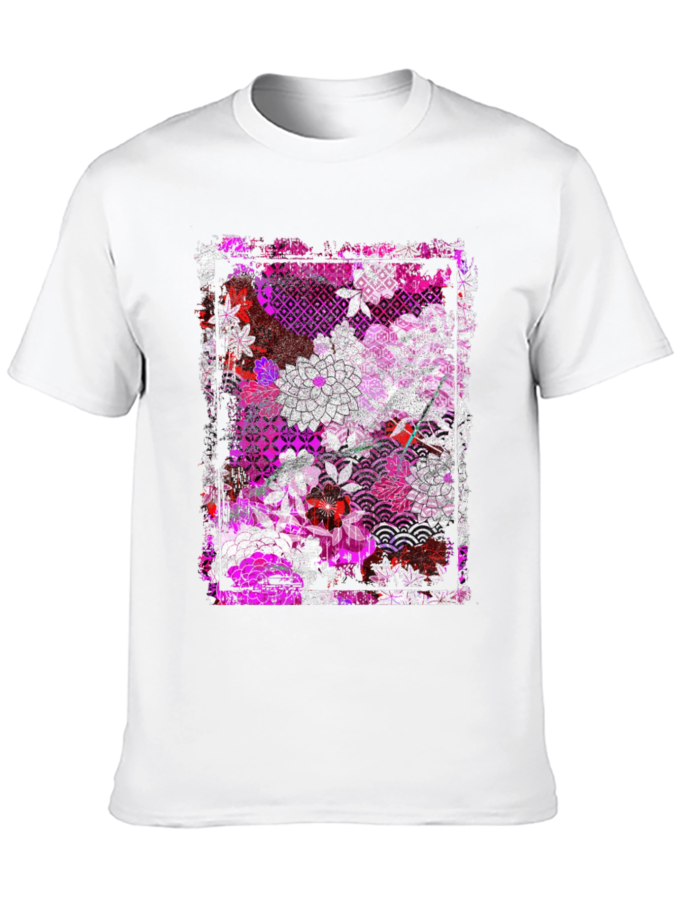 Floral Pattern Graphic Tee - Black