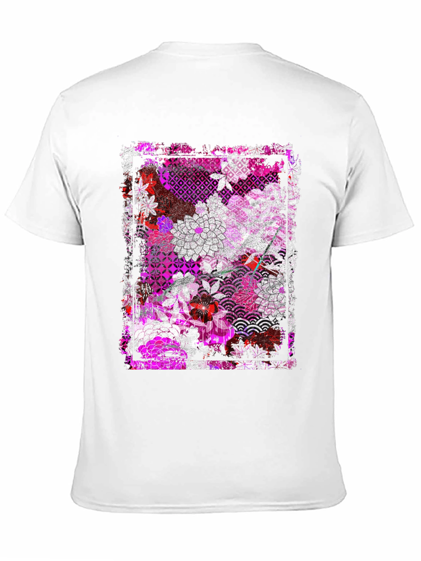 Floral Pattern Graphic Tee - Black