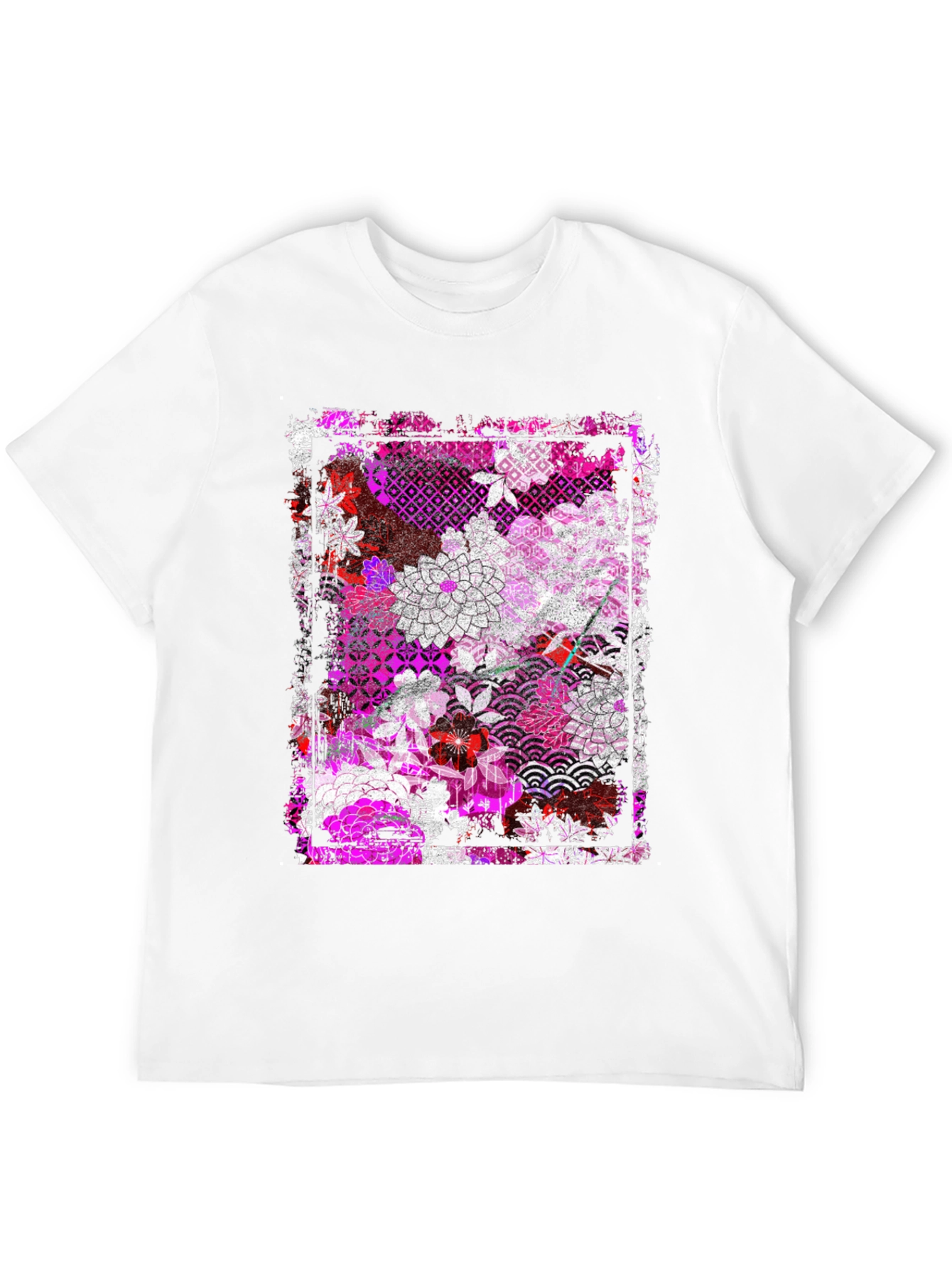 Floral Pattern Graphic Tee - Black