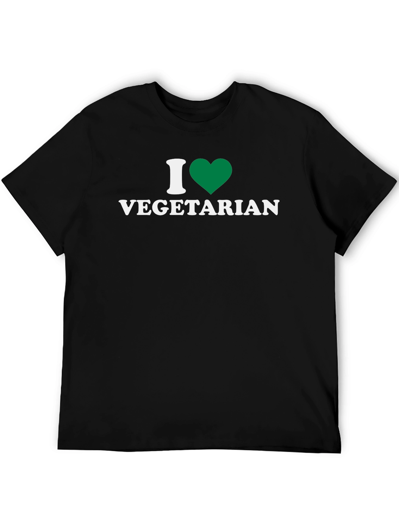 I Love Vegetarian T-Shirt - Green Heart Design