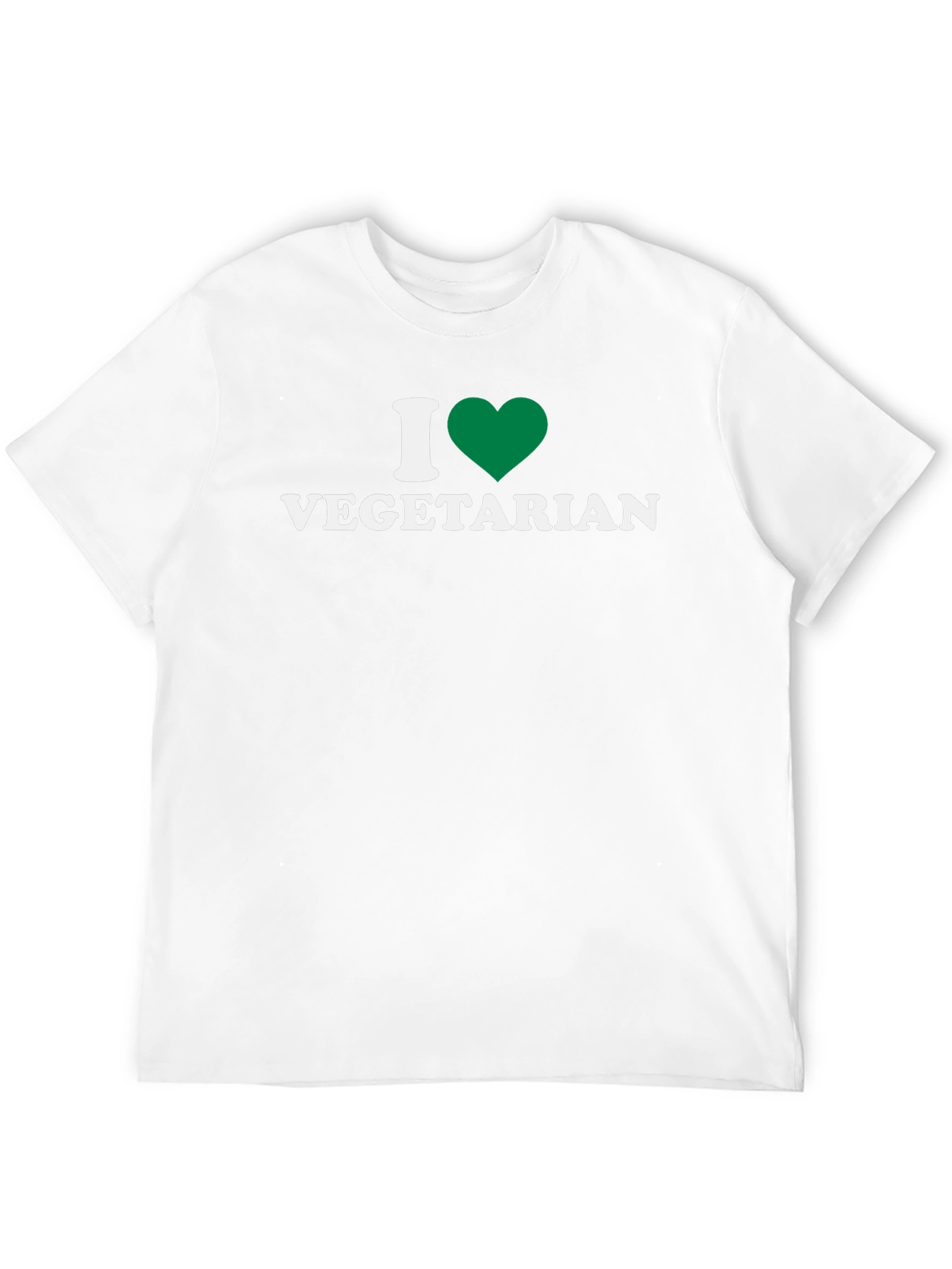 I Love Vegetarian T-Shirt - Green Heart Design