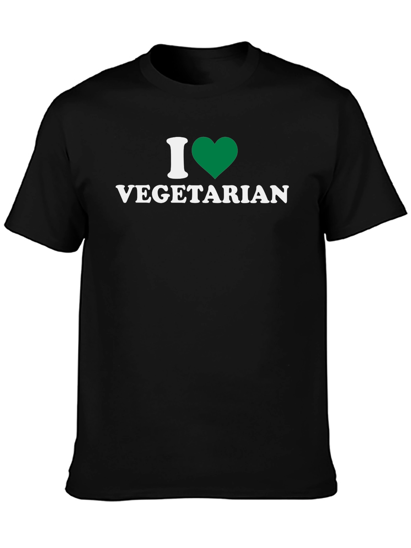 I Love Vegetarian T-Shirt - Green Heart Design