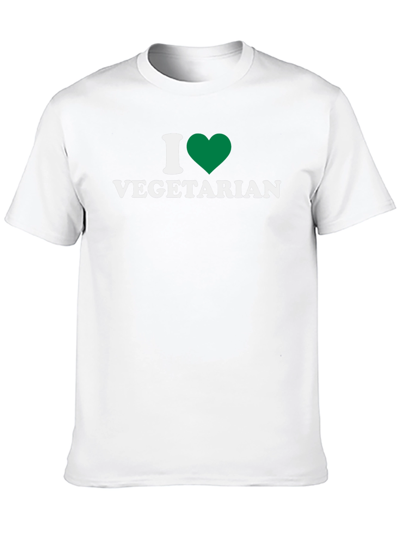 I Love Vegetarian T-Shirt - Green Heart Design