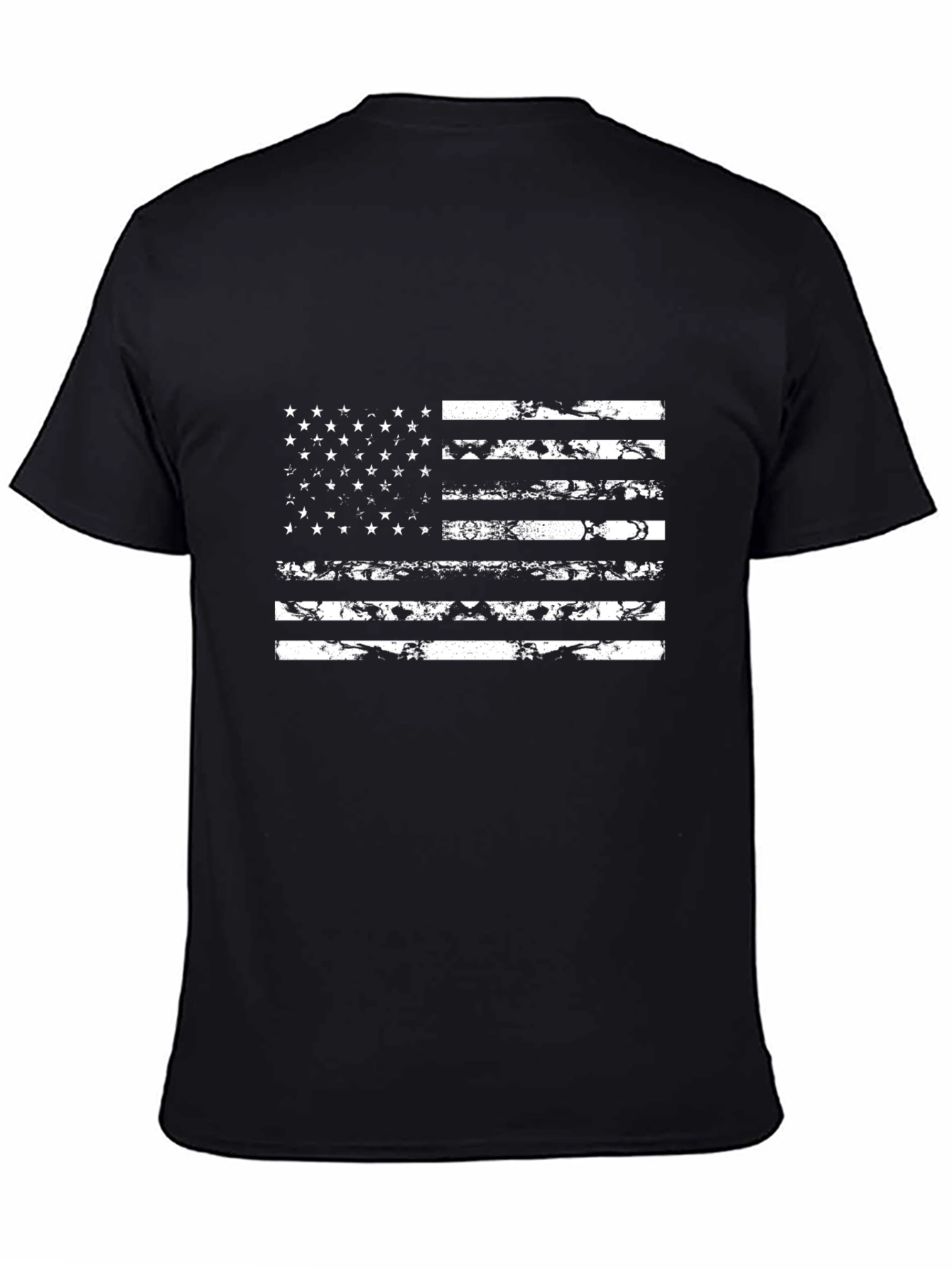 Distressed American Flag Graphic Tee - Black