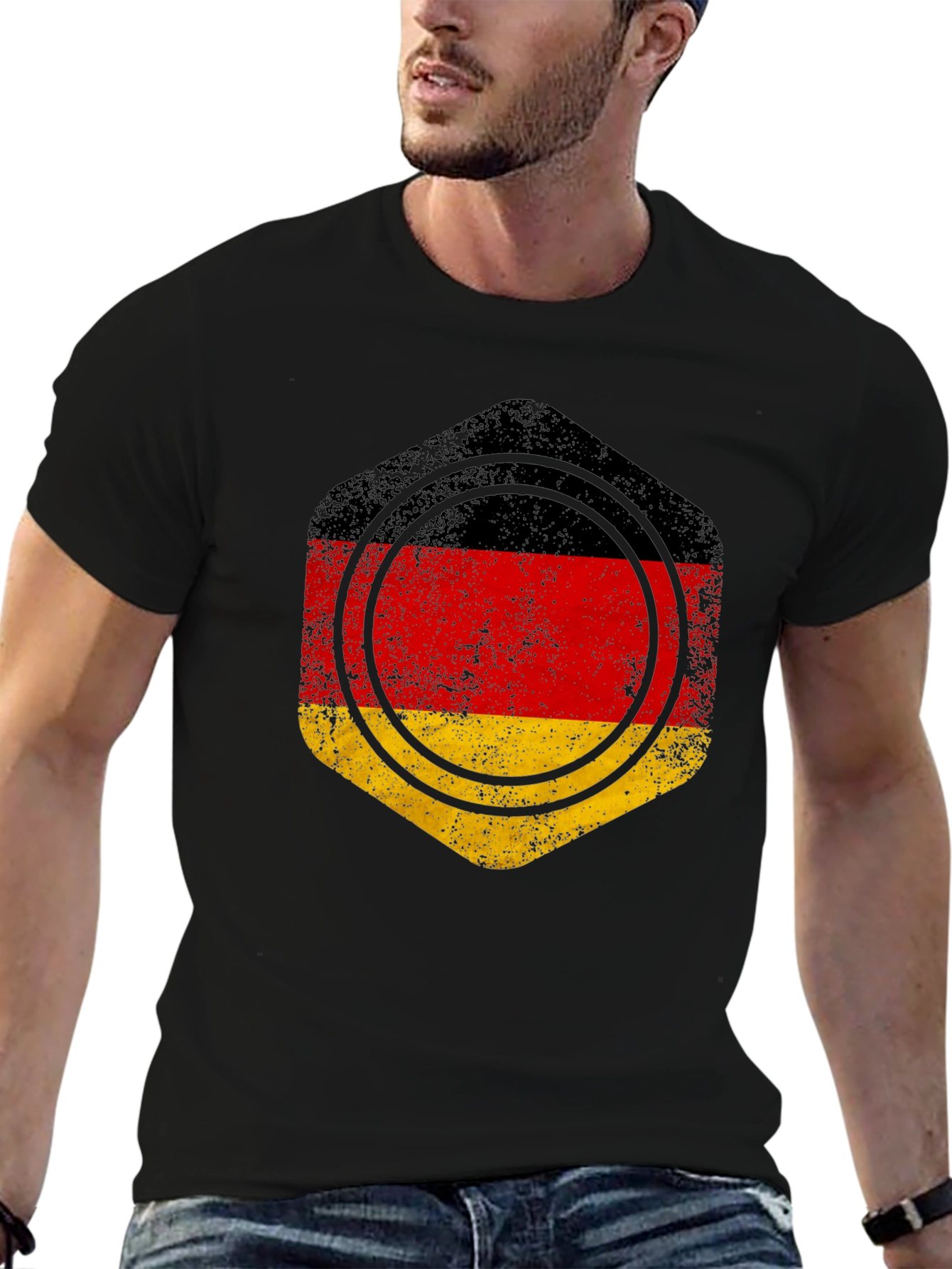 Germany Flag Graphic Tee - Black Cotton Casual Shirt